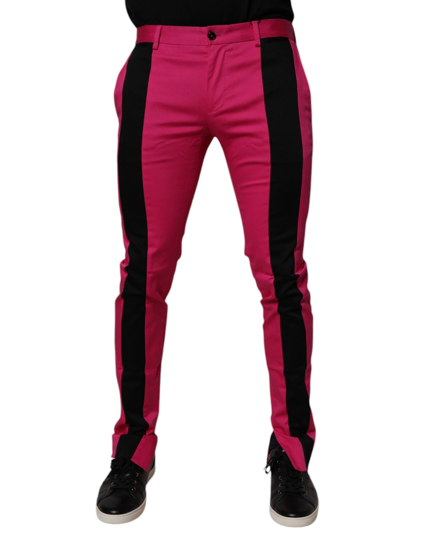 Dolce & Gabbana Pink Black Stripe Slim Fit Men Dress Pants by Dolce & Gabbana
