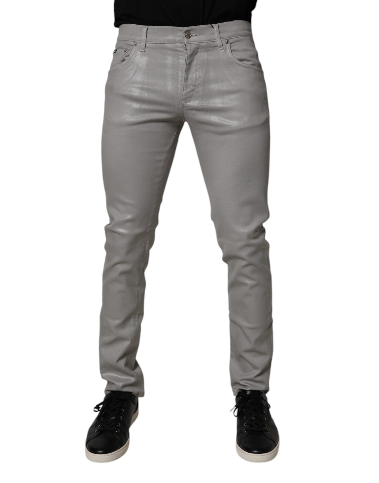 Dolce & Gabbana Gray Cotton Stretch Men Slim Fit Denim Jeans by Dolce & Gabbana