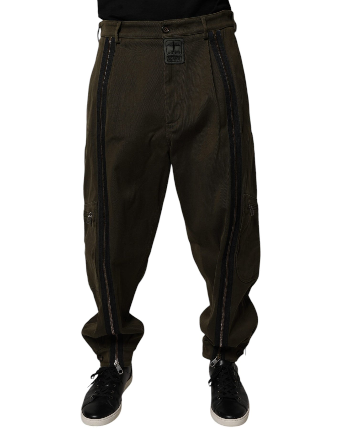 Dolce & Gabbana Dark Brown Cotton Jogger Cargo Pants by Dolce & Gabbana
