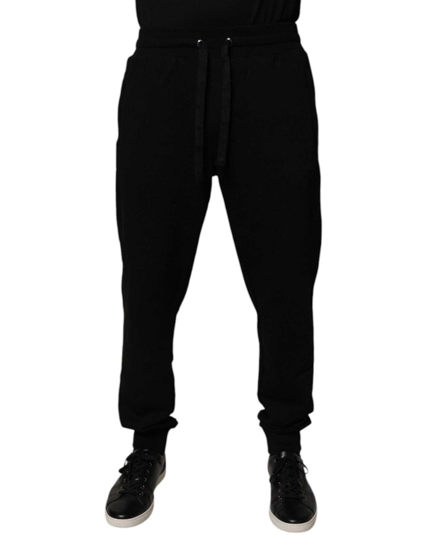 Dolce & Gabbana Black Cotton Mid Waist Jogger Sweatpants Pants by Dolce & Gabbana