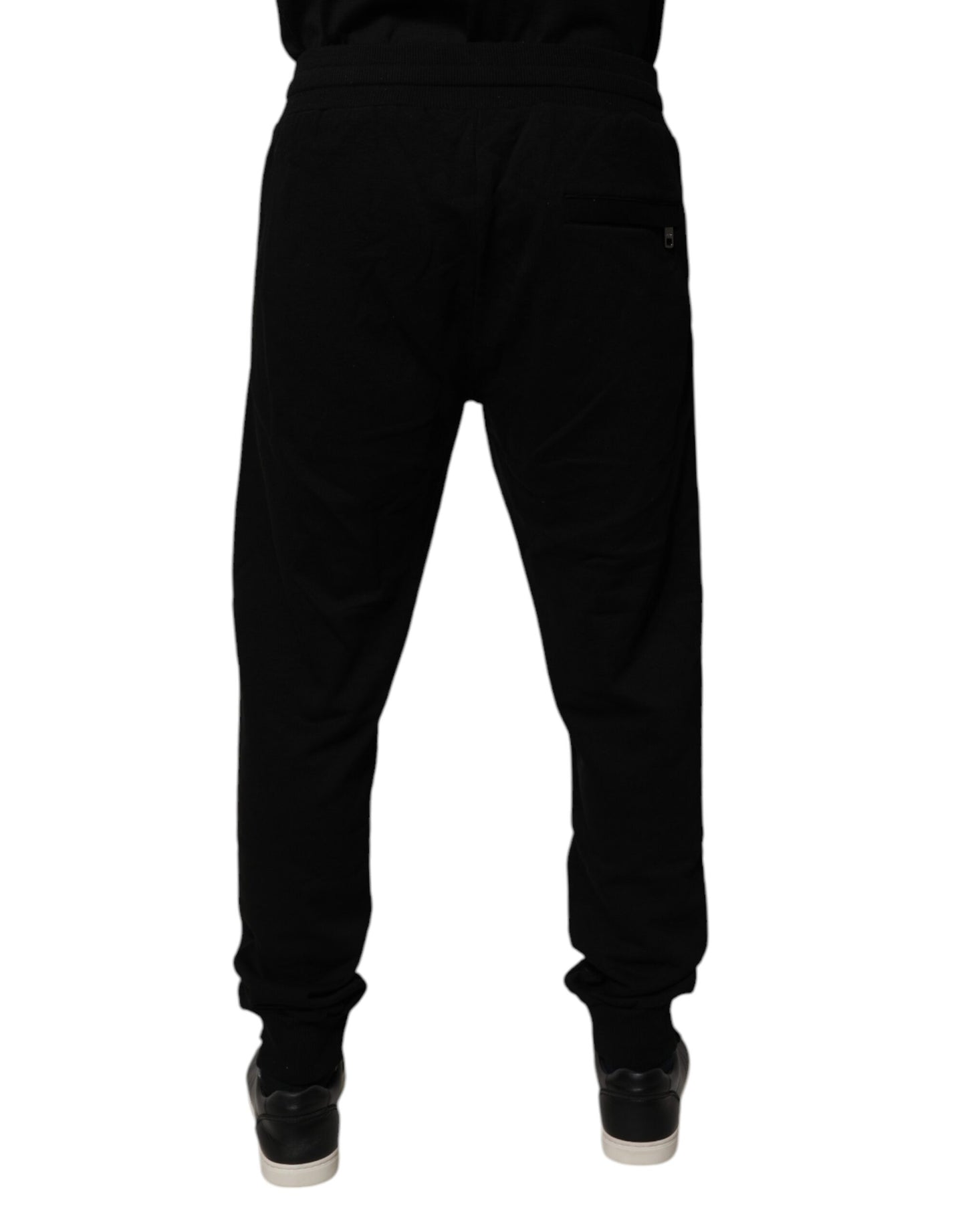 Dolce & Gabbana Black Cotton Mid Waist Jogger Sweatpants Pants by Dolce & Gabbana