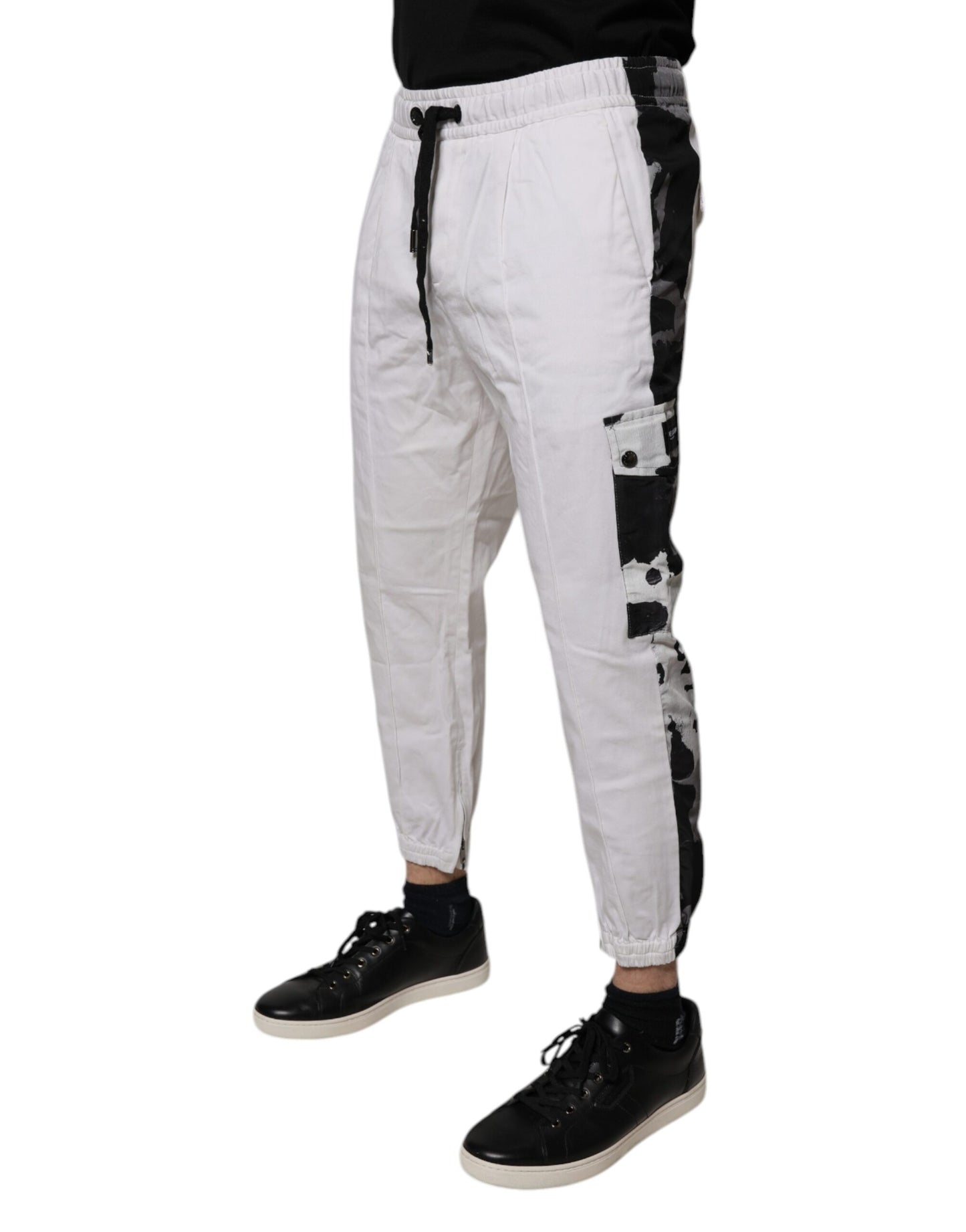 Dolce & Gabbana White Cotton Cargo Jogger Sweatpants Pants by Dolce & Gabbana