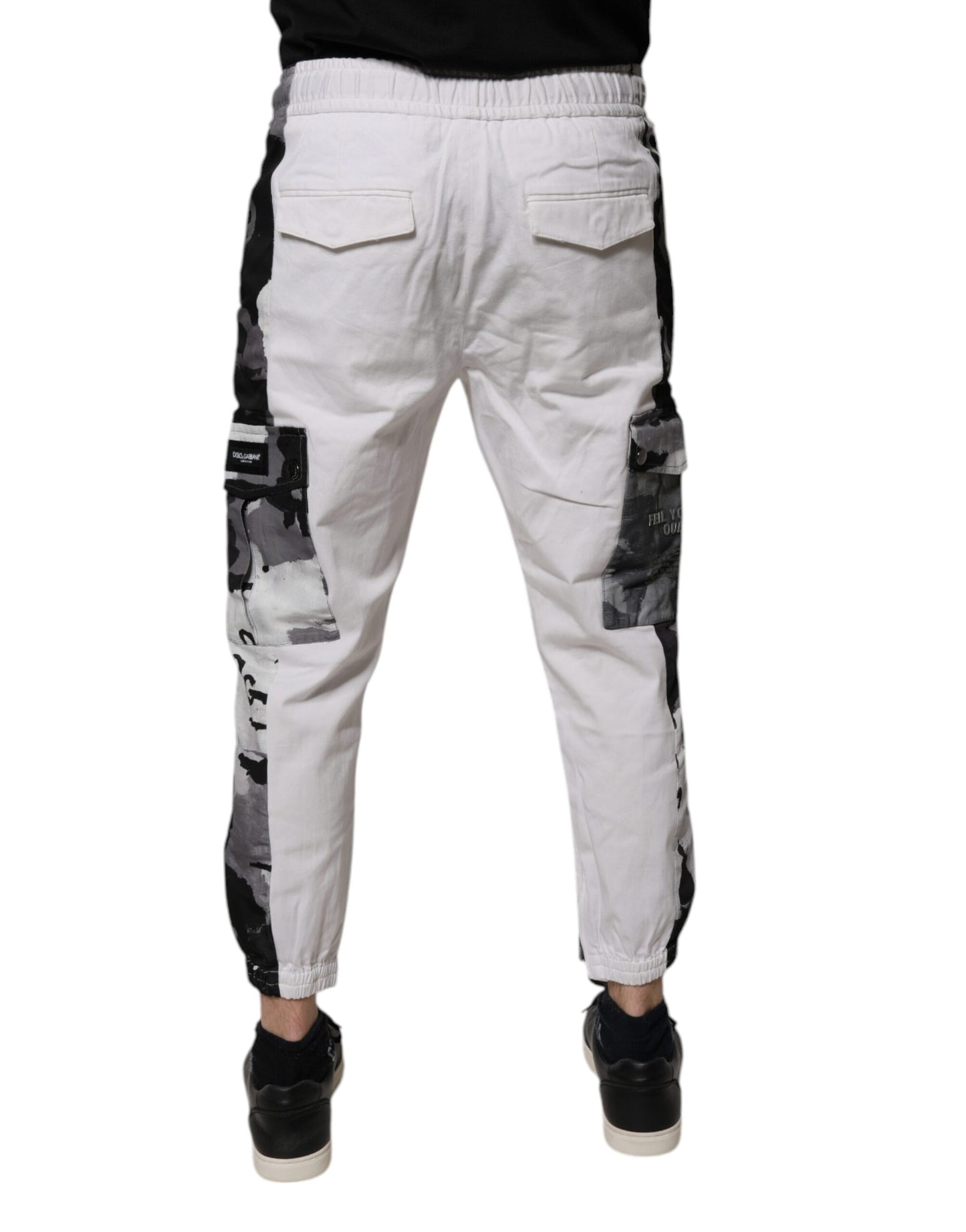 Dolce & Gabbana White Cotton Cargo Jogger Sweatpants Pants by Dolce & Gabbana