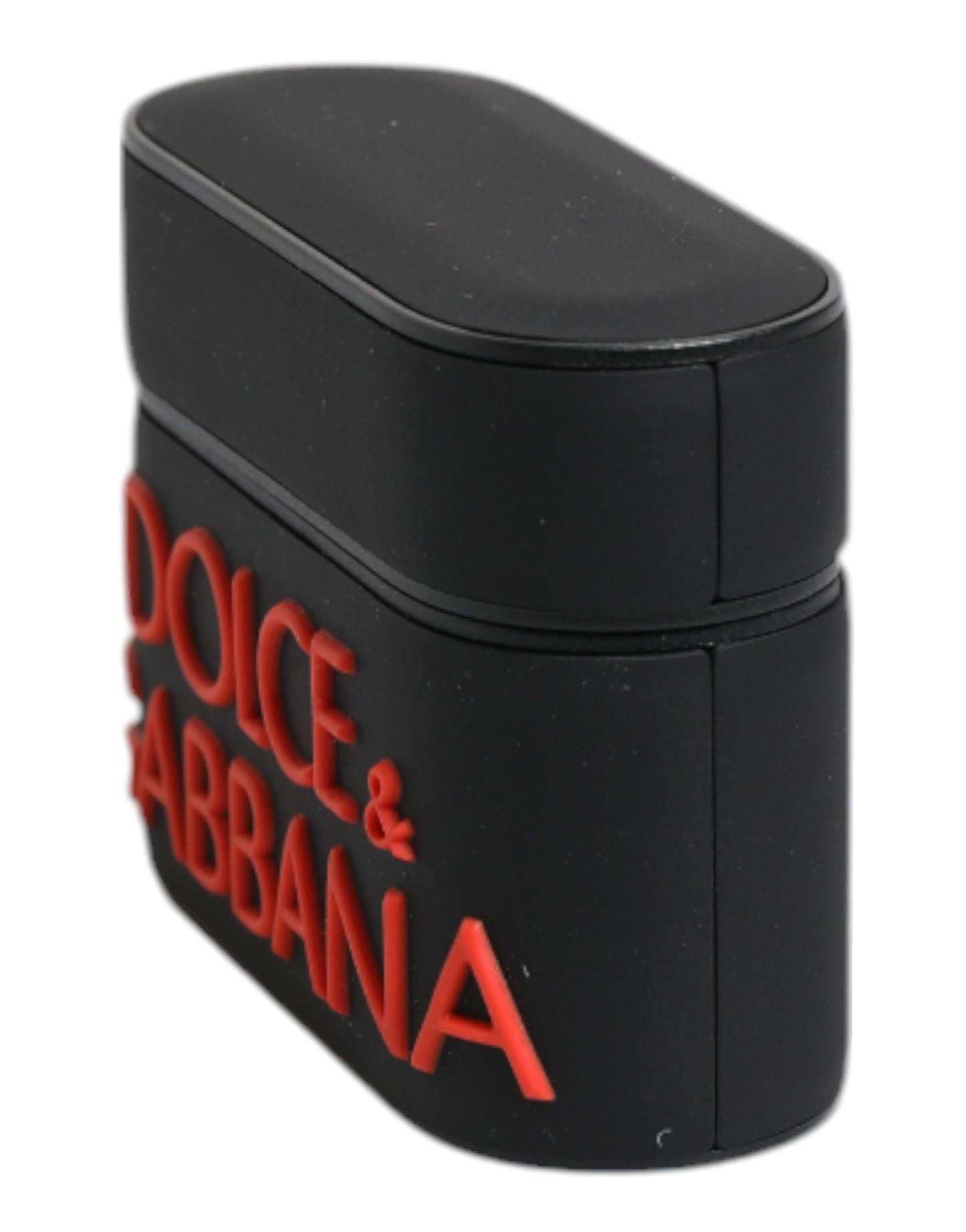 Étui pour Airpods Dolce & Gabbana en silicone noir et orange avec logo en relief