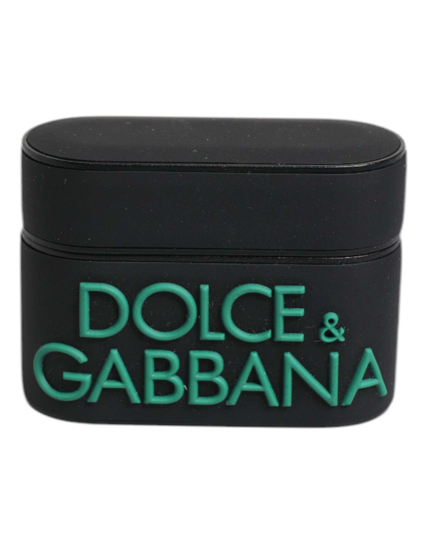 Étui pour Airpods Dolce & Gabbana en silicone noir et orange avec logo en relief