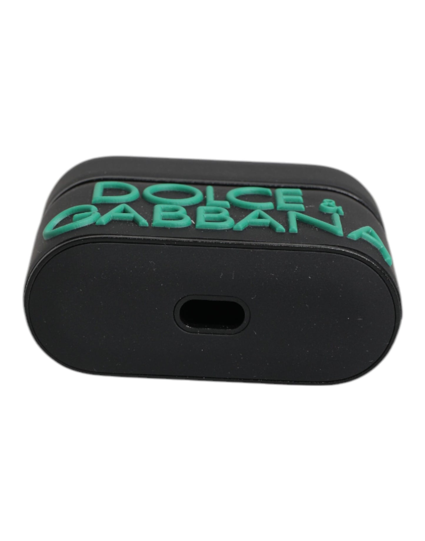 Étui pour Airpods Dolce & Gabbana en silicone noir et orange avec logo en relief
