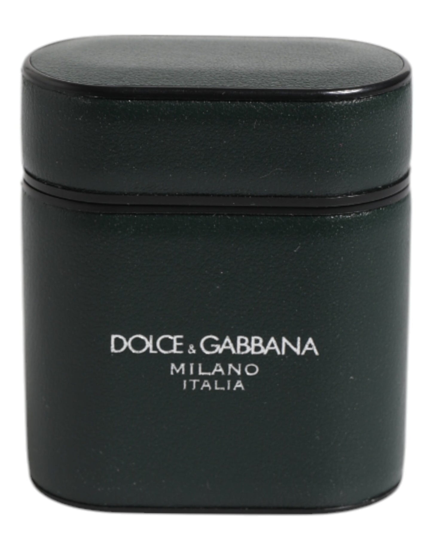 Étui à rabat pour Airpods Dolce & Gabbana en cuir de veau noir avec logo imprimé