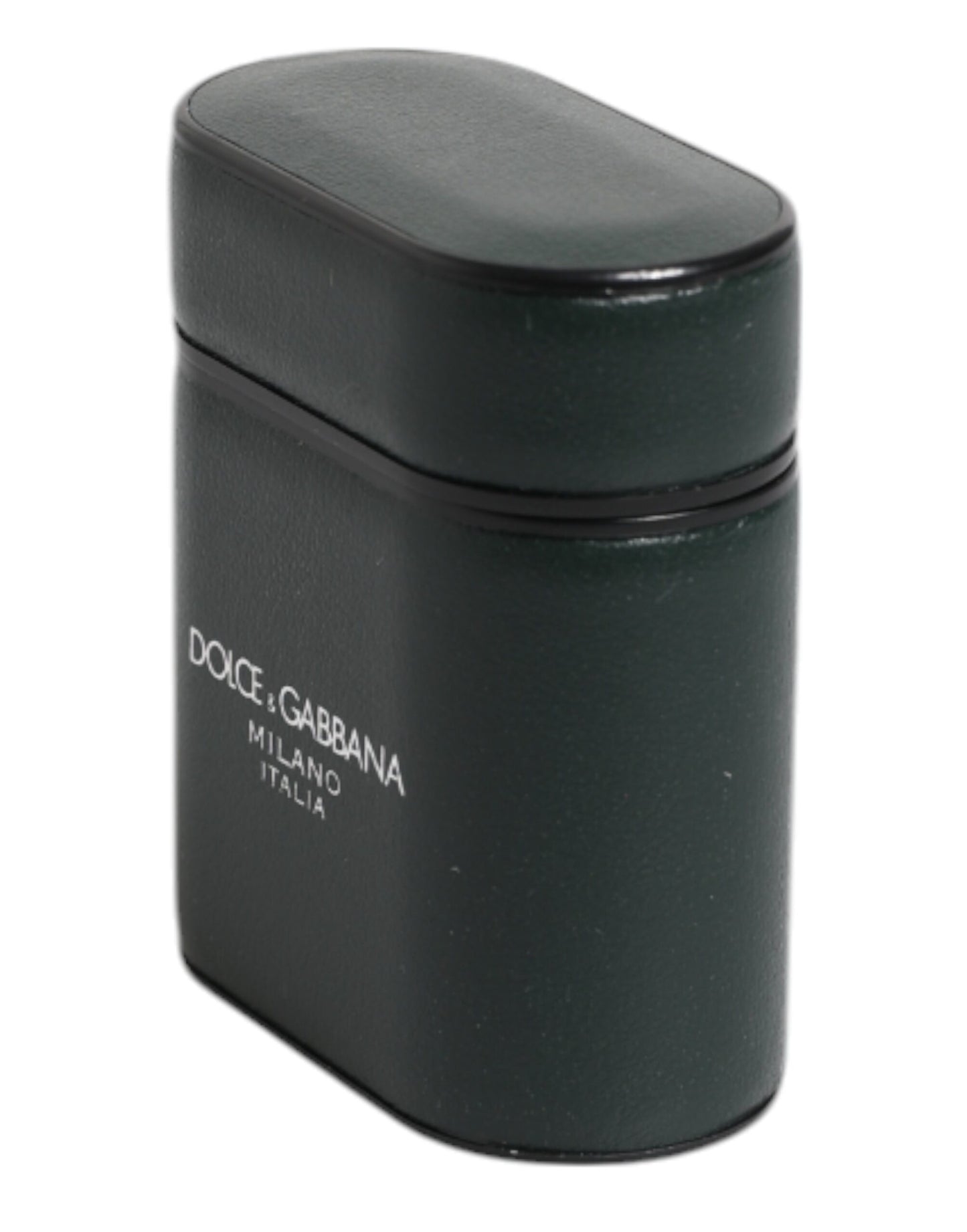 Étui à rabat pour Airpods Dolce & Gabbana en cuir de veau noir avec logo imprimé