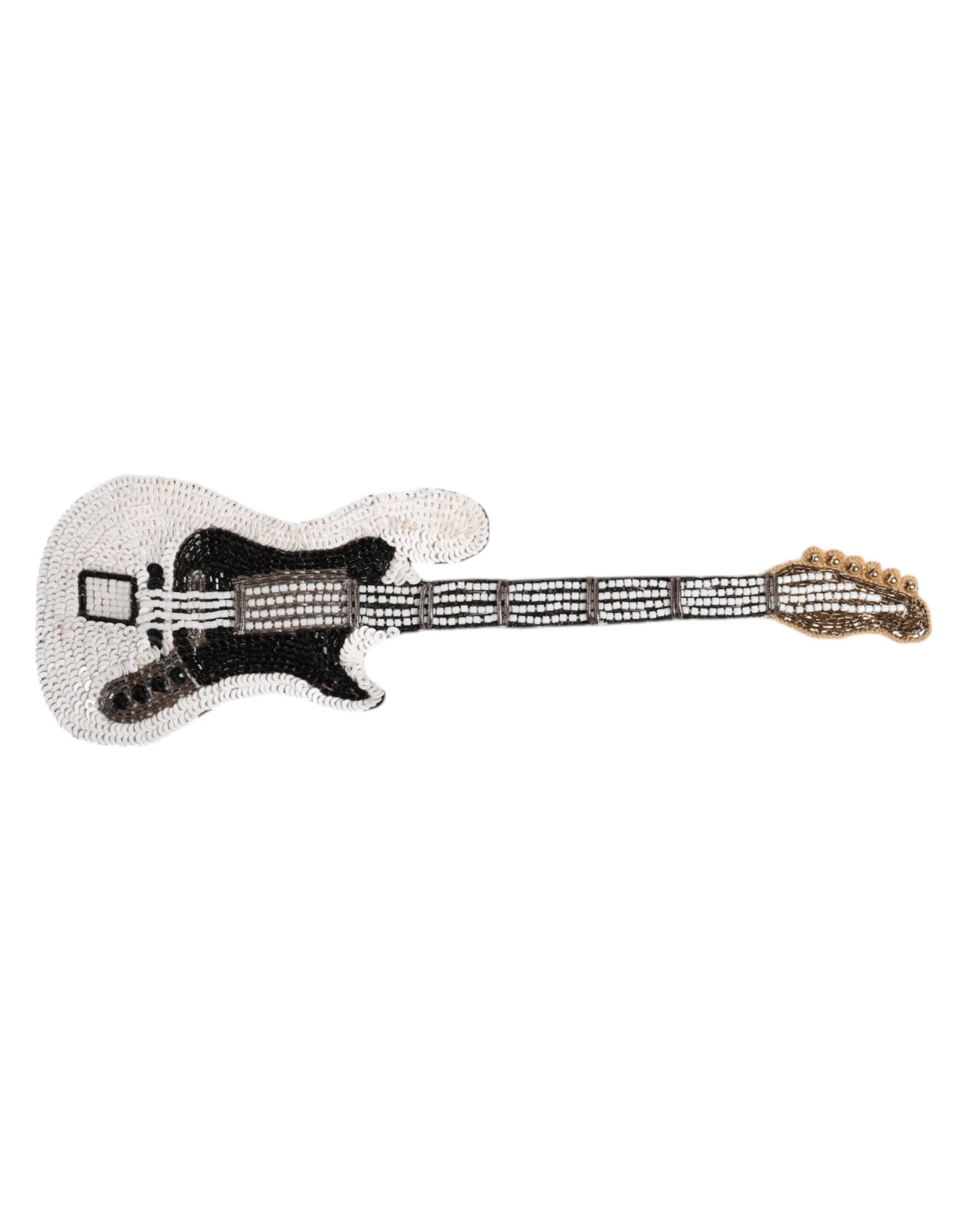 Broche guitare perlée en laiton doré avec logo Dolce & Gabbana