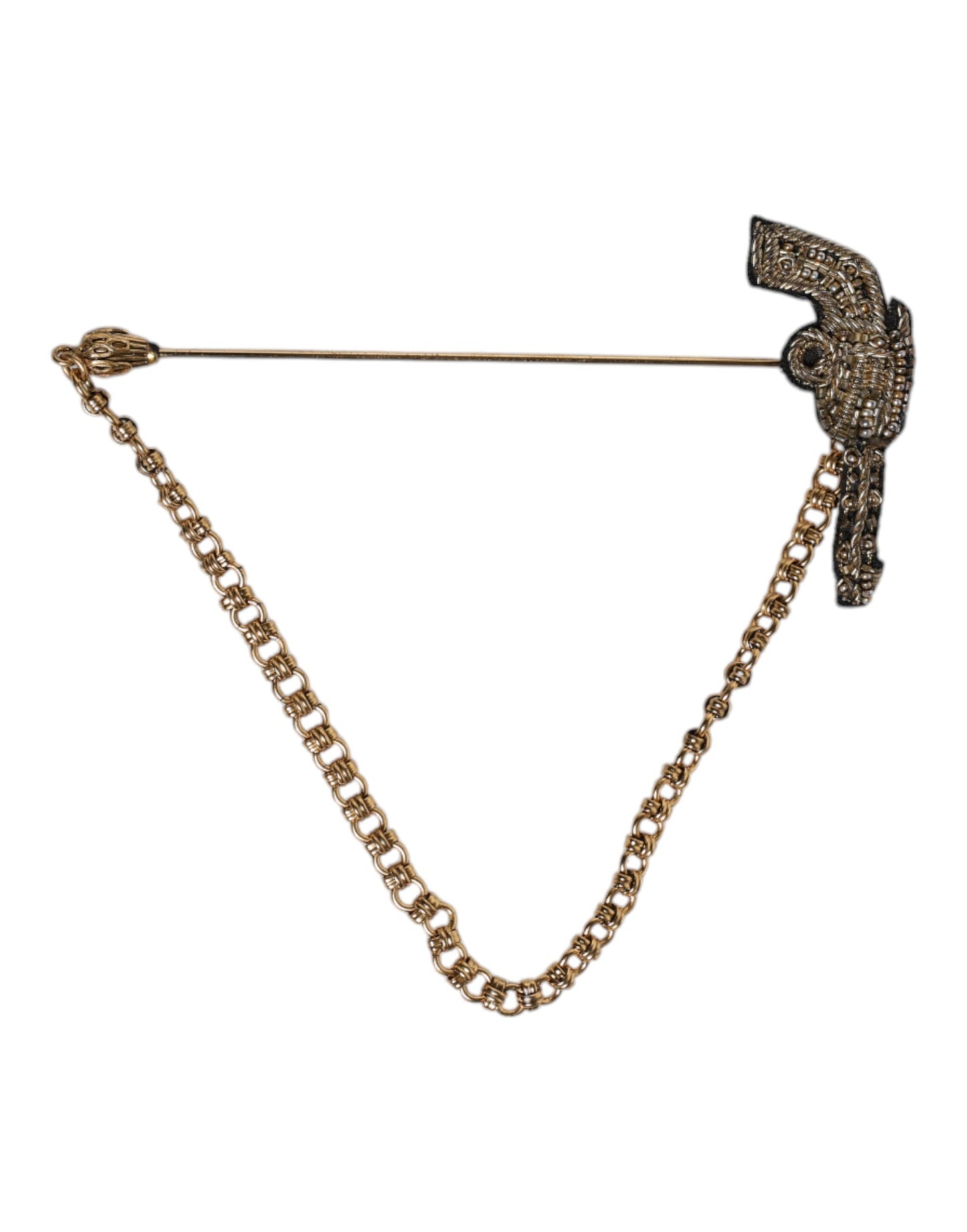 Broche revolver Dolce & Gabbana en laiton doré noir et cuivre
