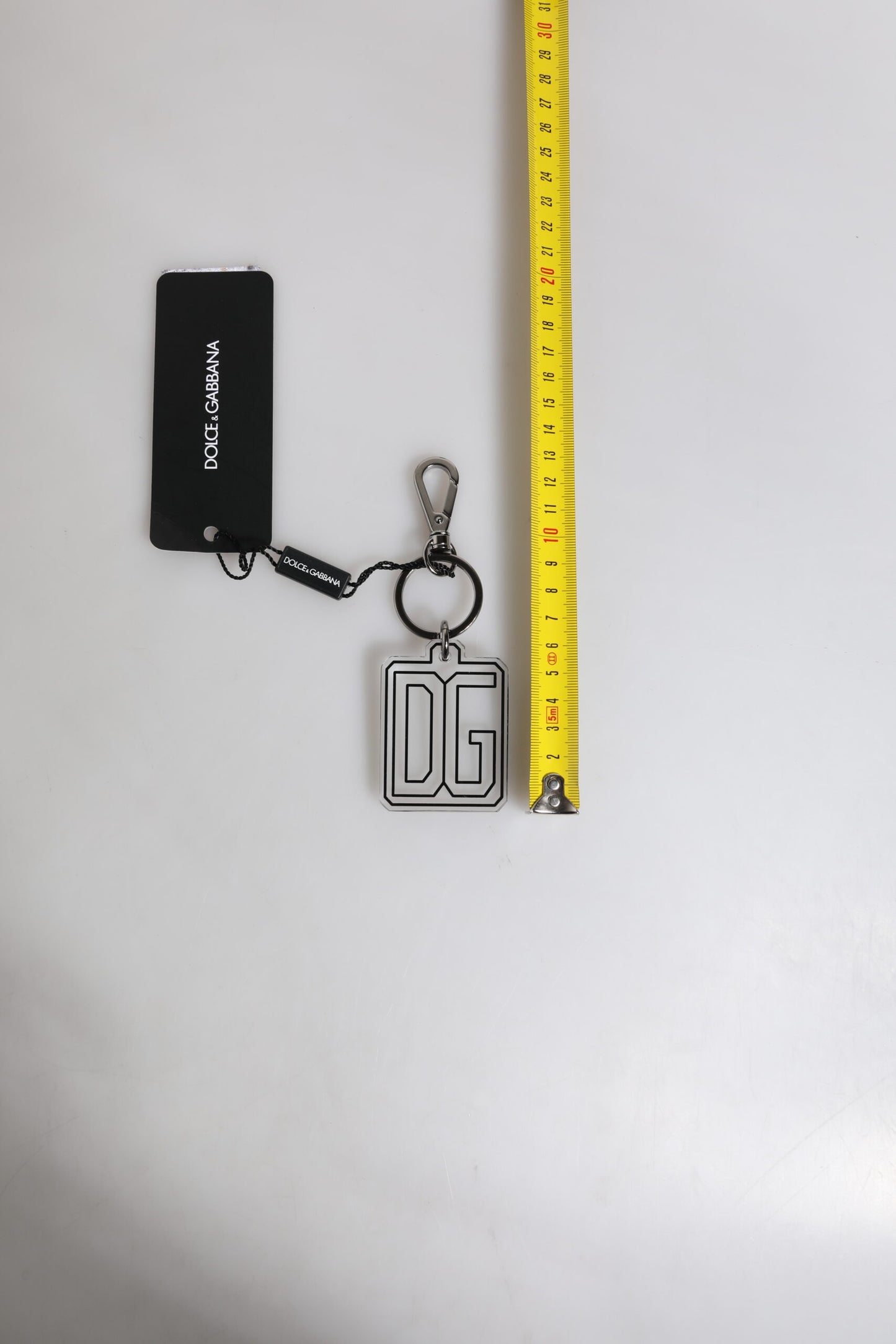 Dolce & Gabbana Gray Black DG Rubber Logo Silver Keychain