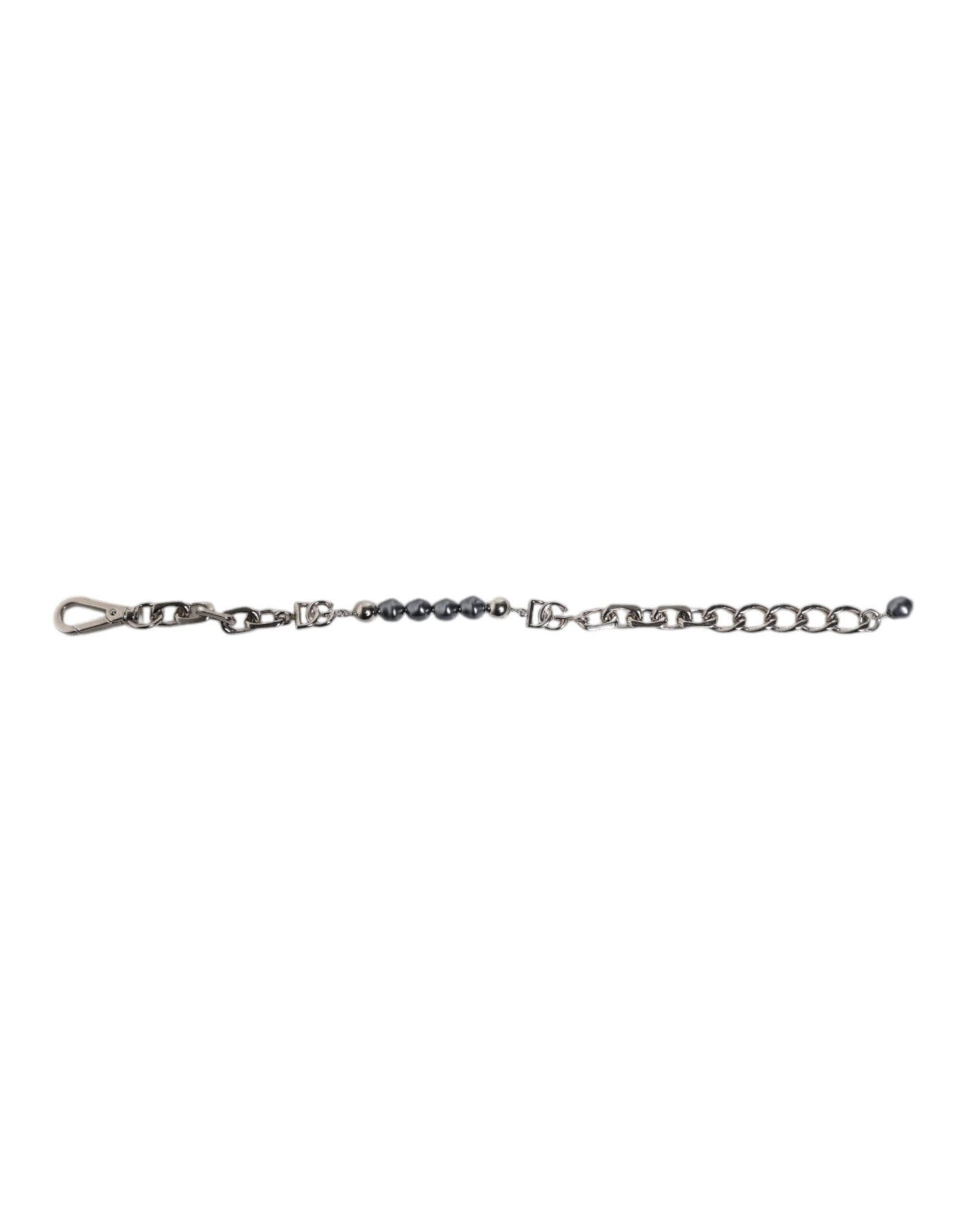 Bracelet Dolce & Gabbana en chaîne argentée avec fermoir mousqueton et perles grises