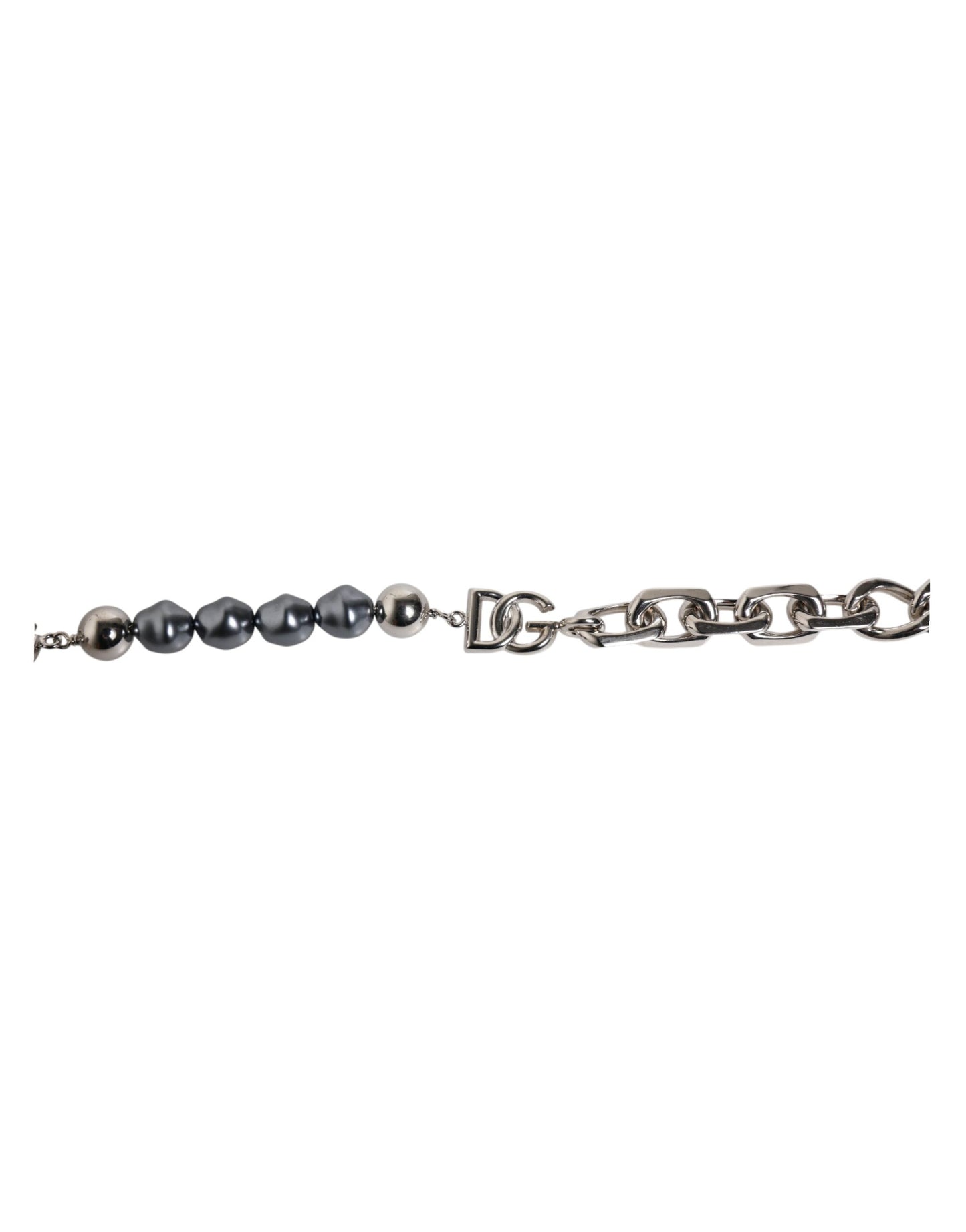 Bracelet Dolce & Gabbana en chaîne argentée avec fermoir mousqueton et perles grises