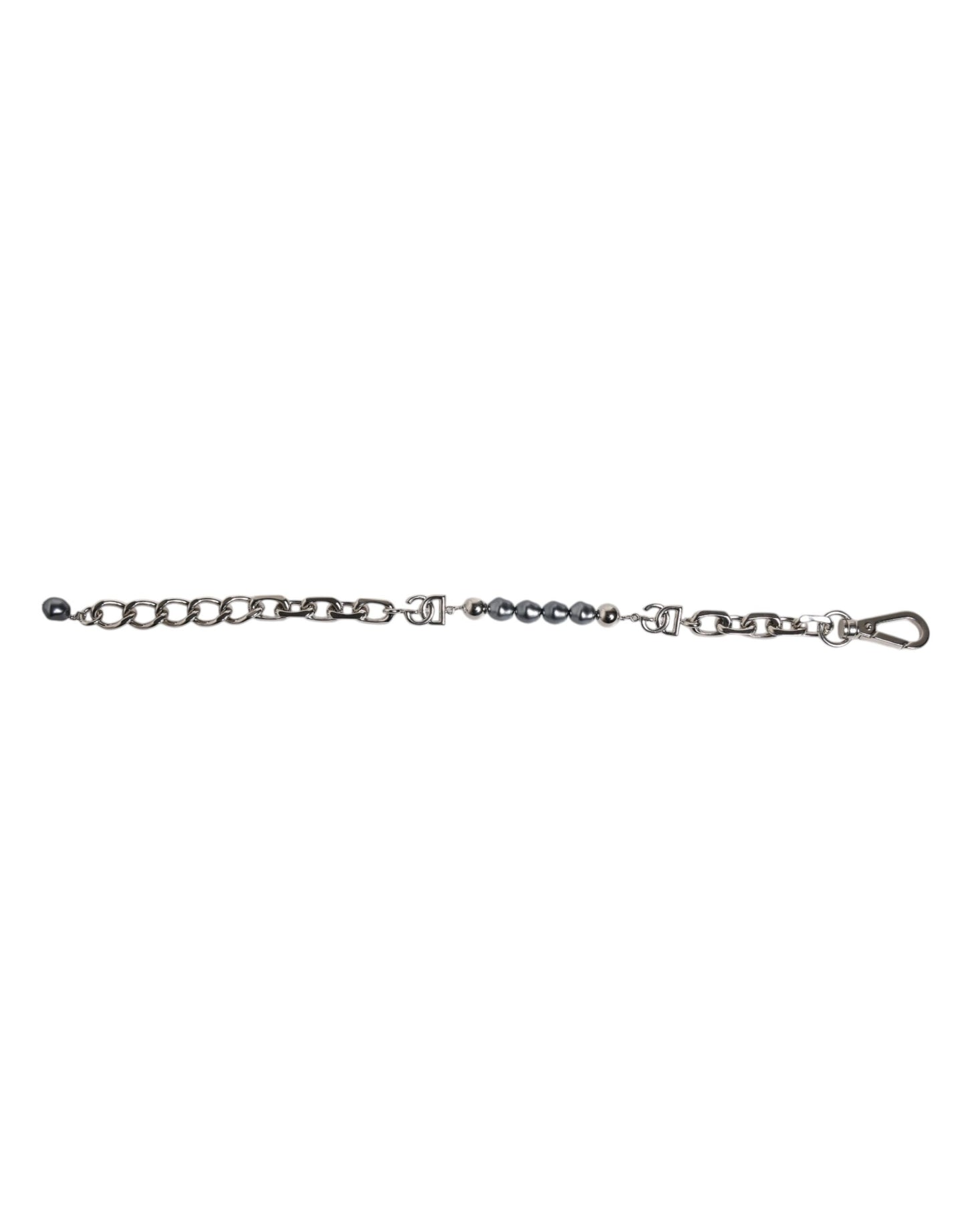 Bracelet Dolce & Gabbana en chaîne argentée avec fermoir mousqueton et perles grises