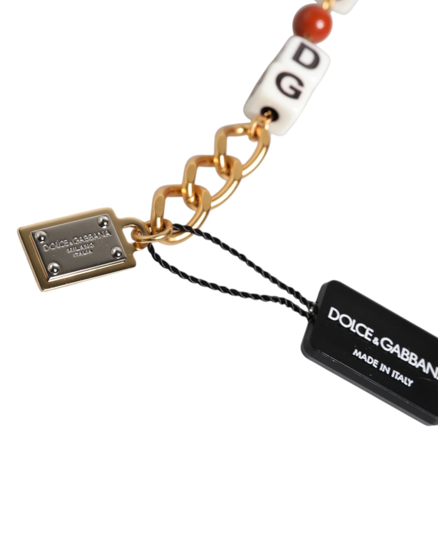 Bracelet Dolce & Gabbana en laiton doré multicolore avec logo DG
