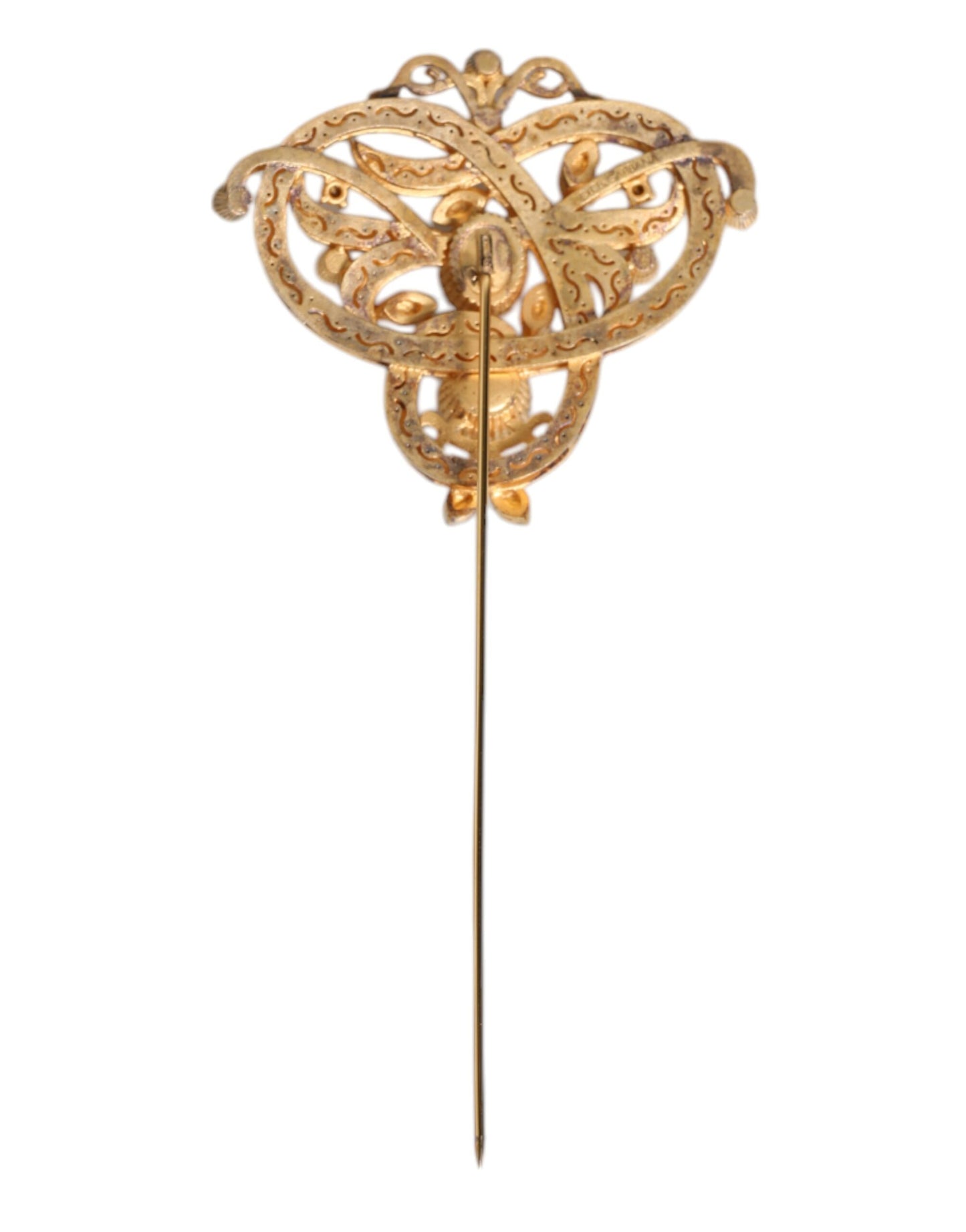 Broche Dolce & Gabbana en argent 925 avec cristaux rouges dorés