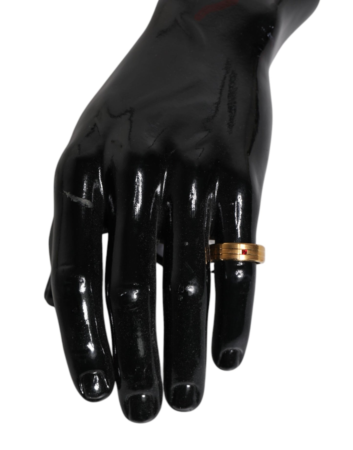 Bague Dolce & Gabbana en laiton doré avec logo DG en cristal rouge