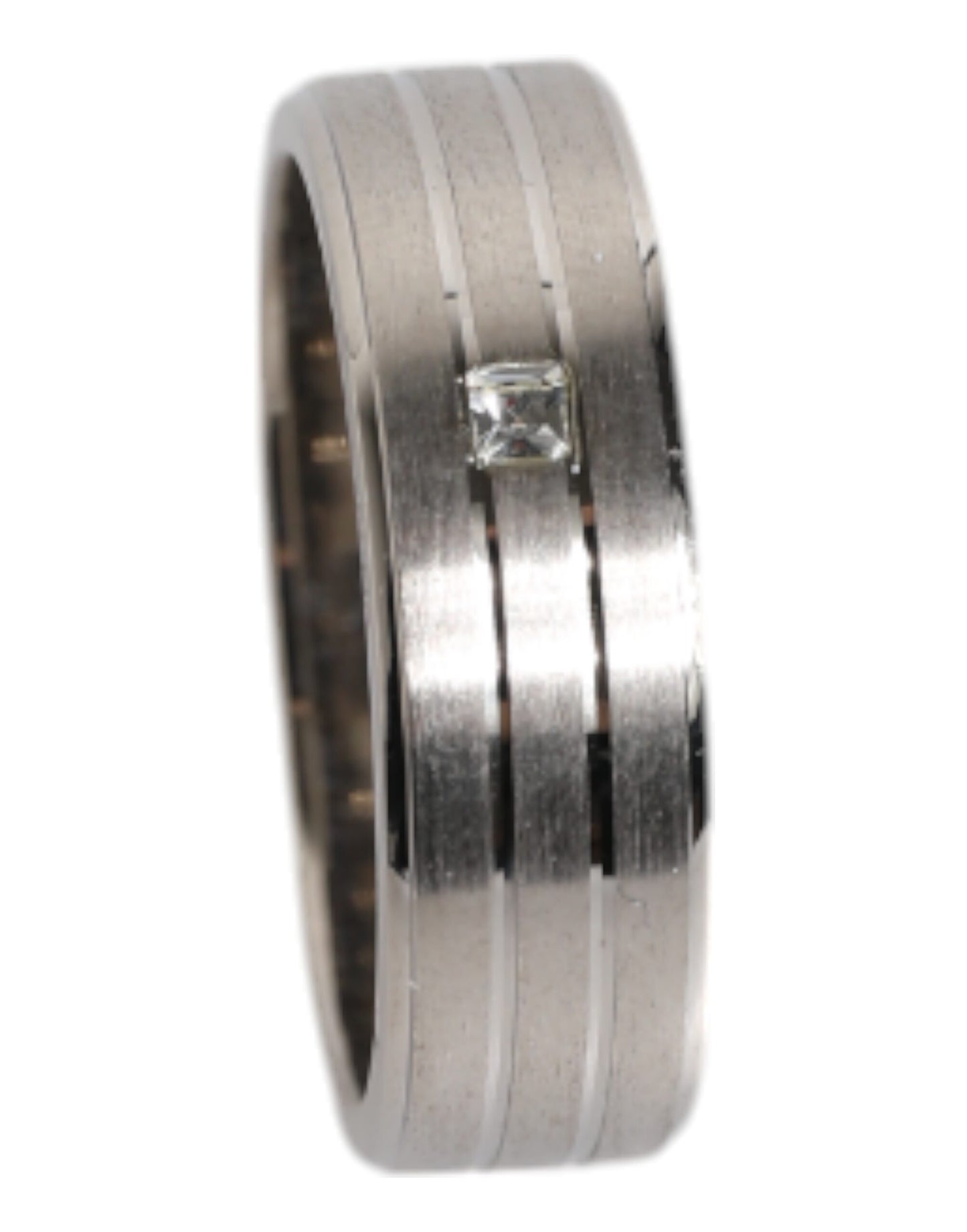 Bague Dolce & Gabbana en laiton argenté avec logo DG en cristal transparent