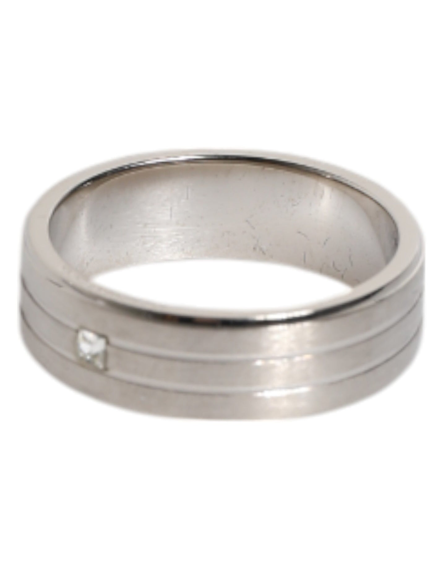 Bague Dolce & Gabbana en laiton argenté avec logo DG en cristal transparent