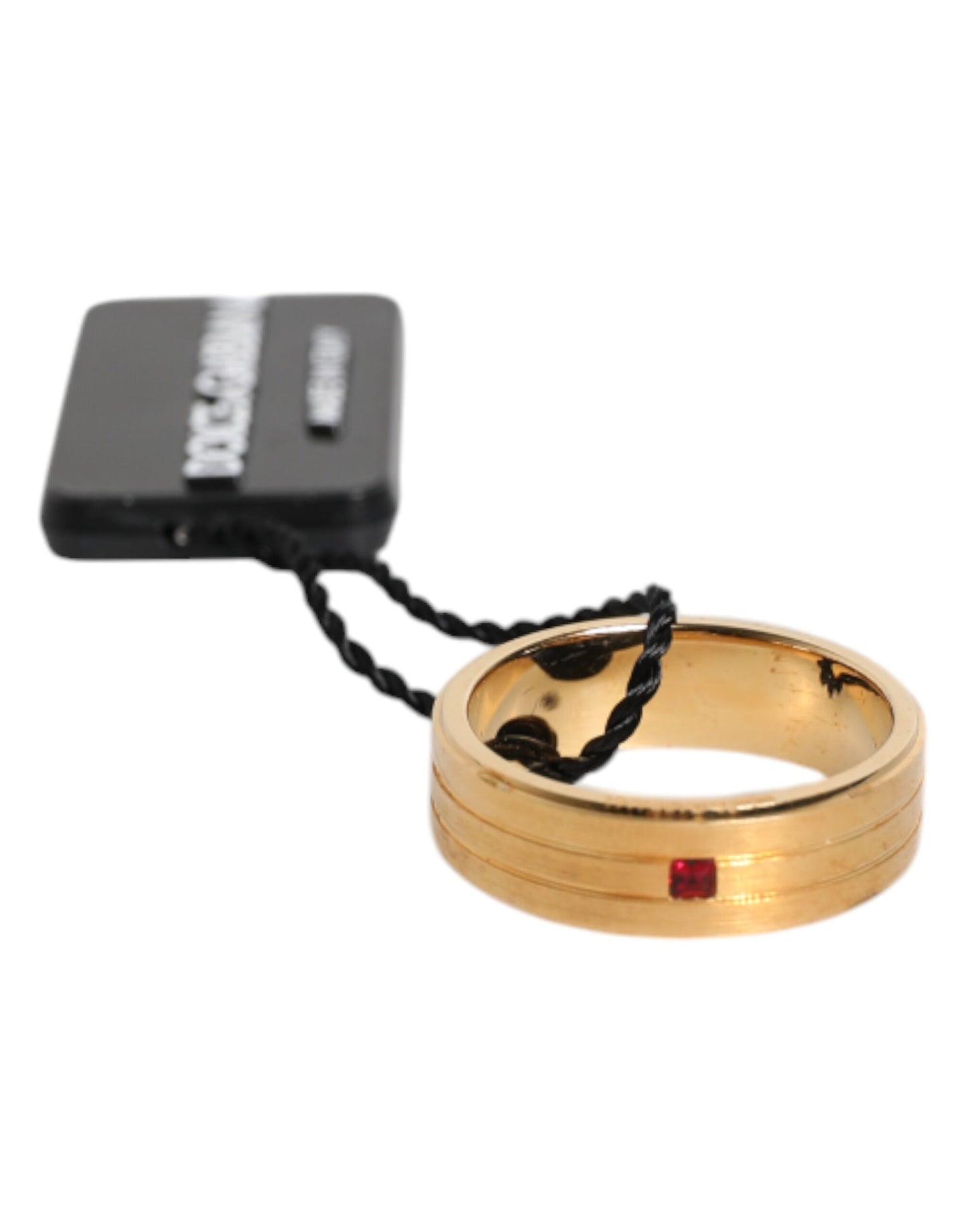 Bague Dolce & Gabbana en laiton doré avec logo DG en cristal rouge