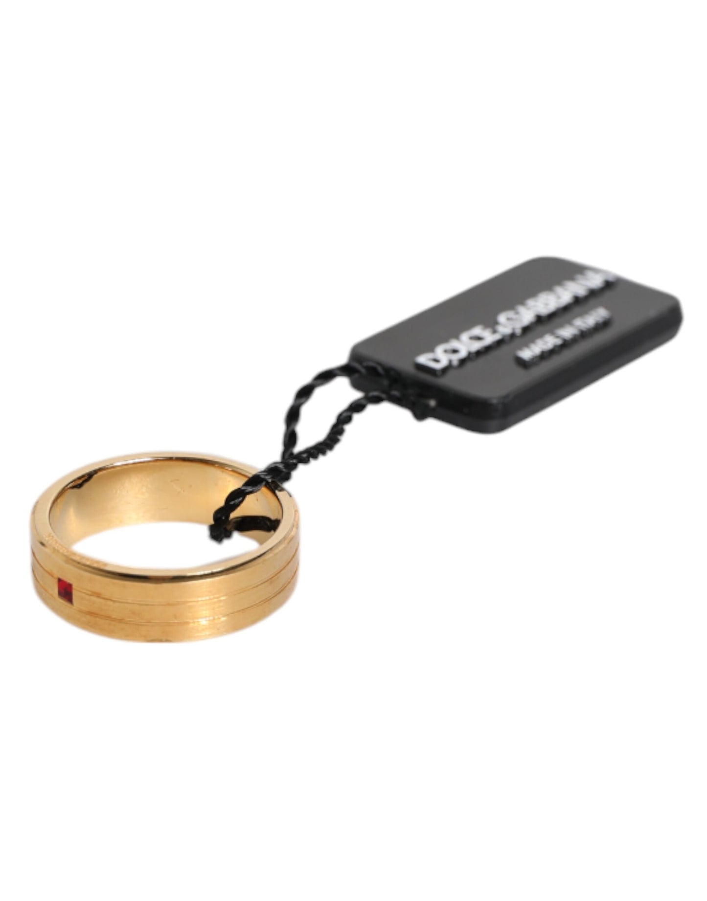 Bague Dolce & Gabbana en laiton doré avec logo DG en cristal rouge