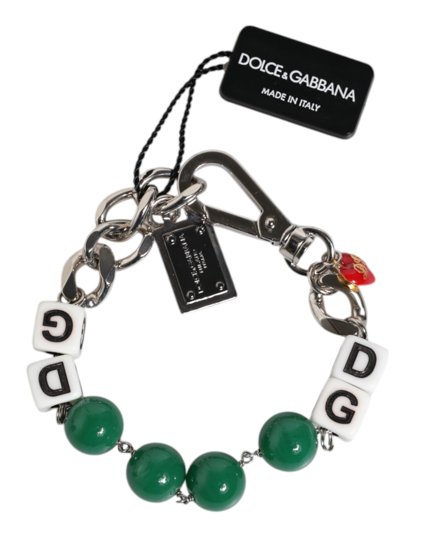 Dolce & Gabbana Silver Tone Brass Bead Dice Logo Bracelet