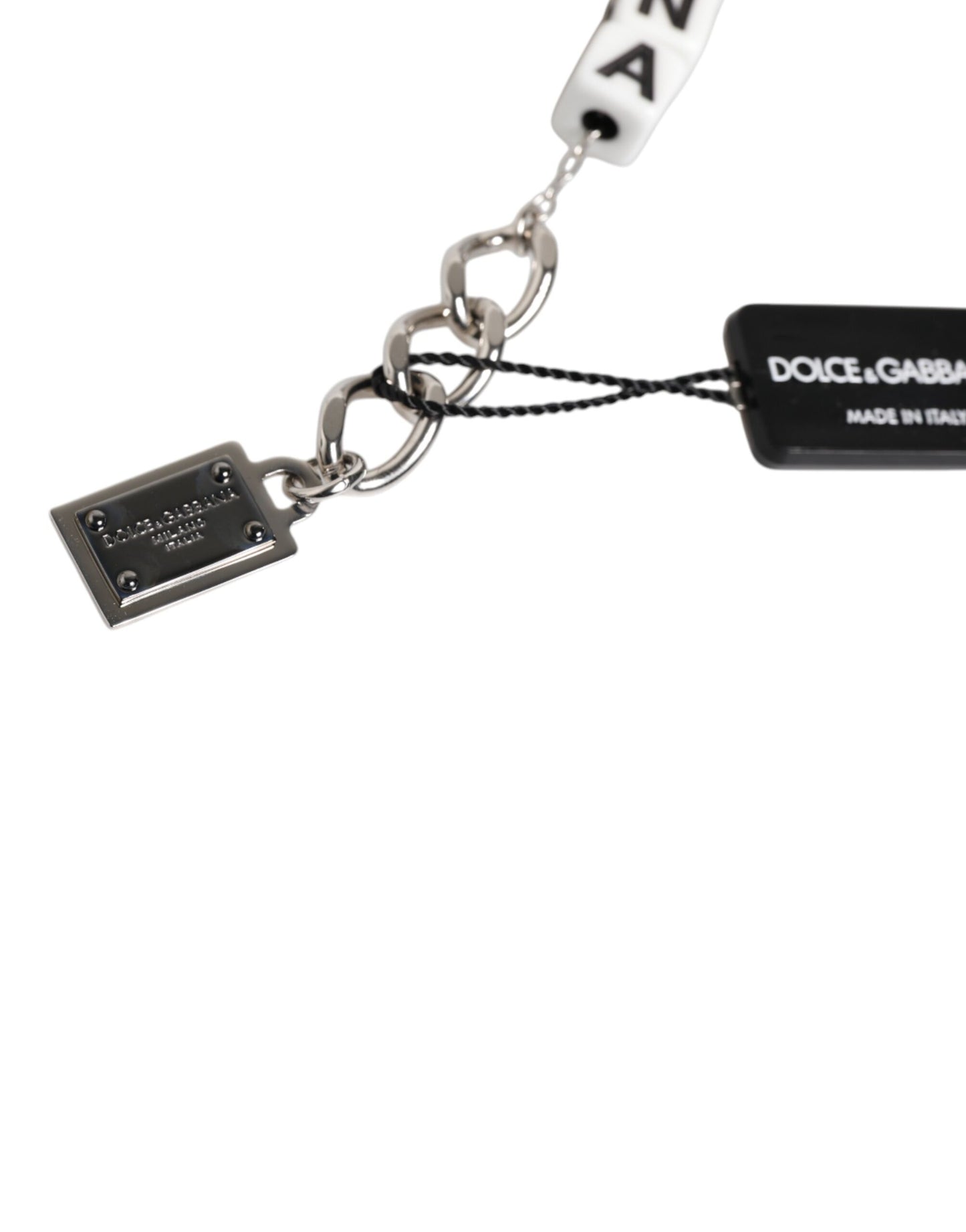 Dolce & Gabbana Silver Brass Chain Dice Logo Embellished Bracelet