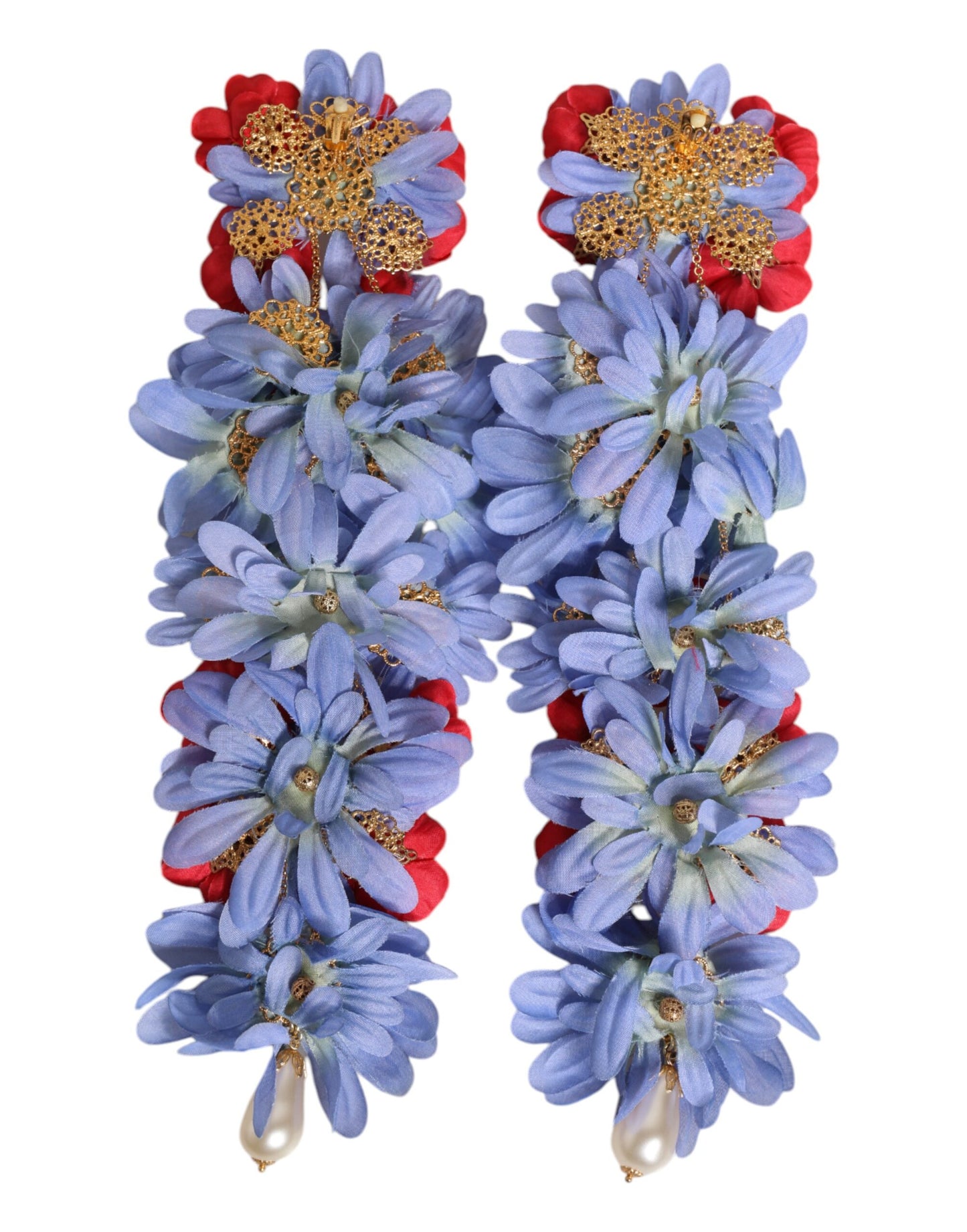 Boucles d'oreilles à clip florales en laiton doré Dolce & Gabbana