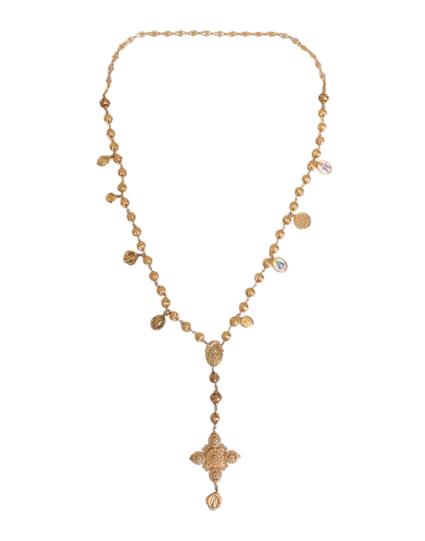 Collier Dolce & Gabbana en laiton doré avec chaîne et perles Sicily