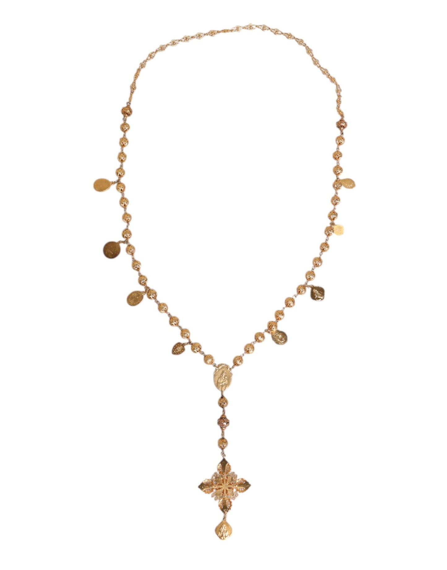 Collier Dolce & Gabbana en laiton doré avec chaîne et perles Sicily