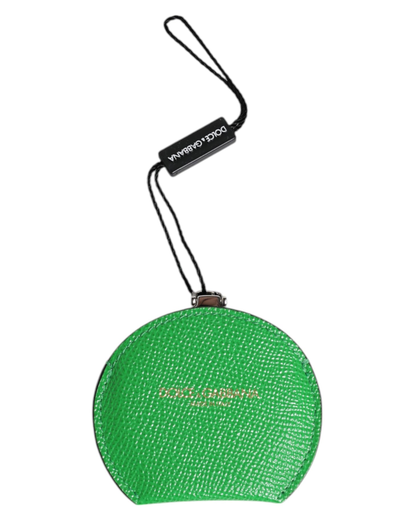 Porte-cartes rond en cuir de veau vert Dolce & Gabbana