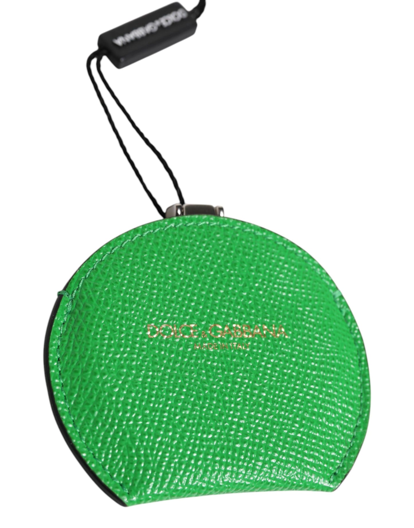 Porte-cartes rond en cuir de veau vert Dolce & Gabbana