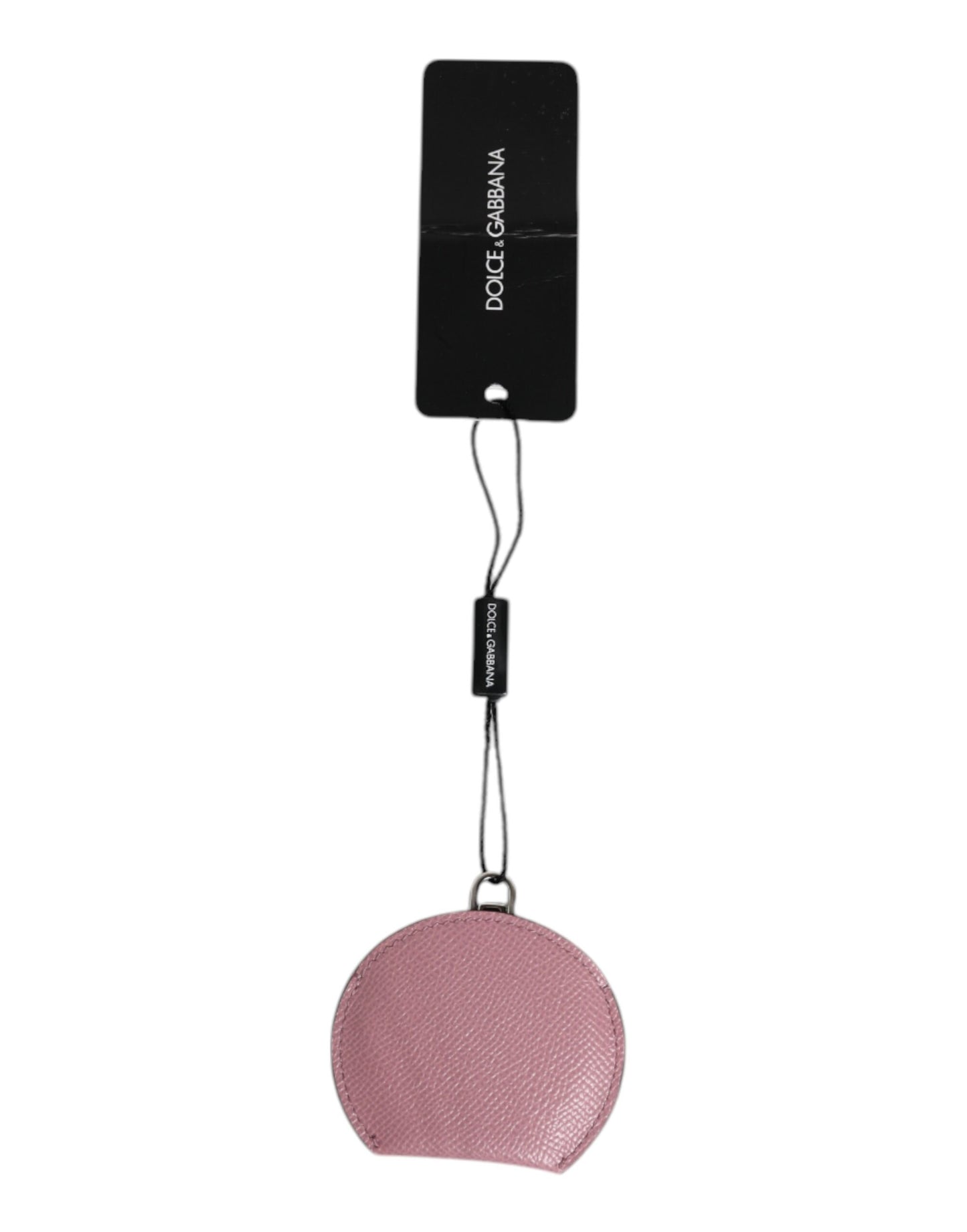 Porte-cartes rond en cuir de veau rose Dolce & Gabbana