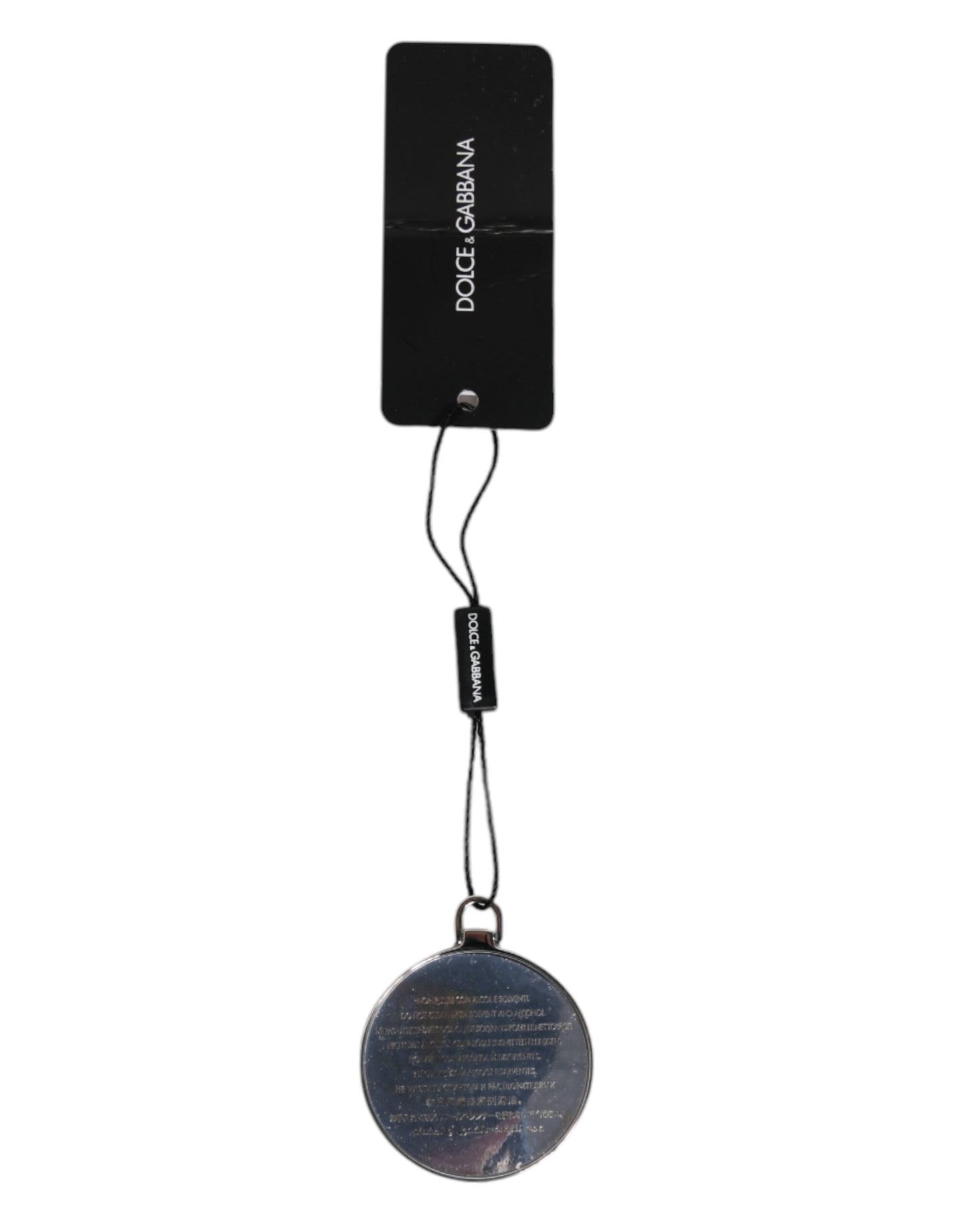 Porte-cartes rond en cuir de veau rose Dolce & Gabbana