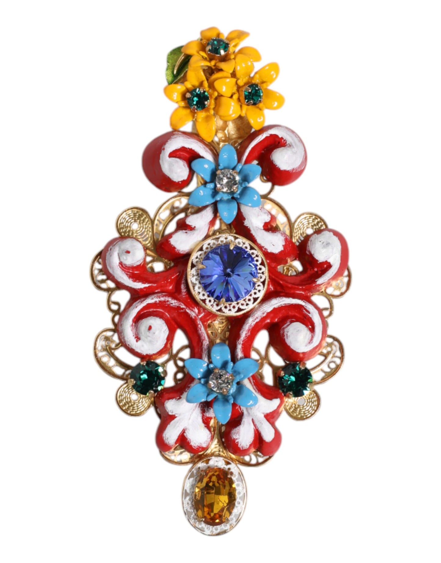 Pince à cheveux Dolce & Gabbana Multicolor Spring CARRETTO en laiton doré et cristal