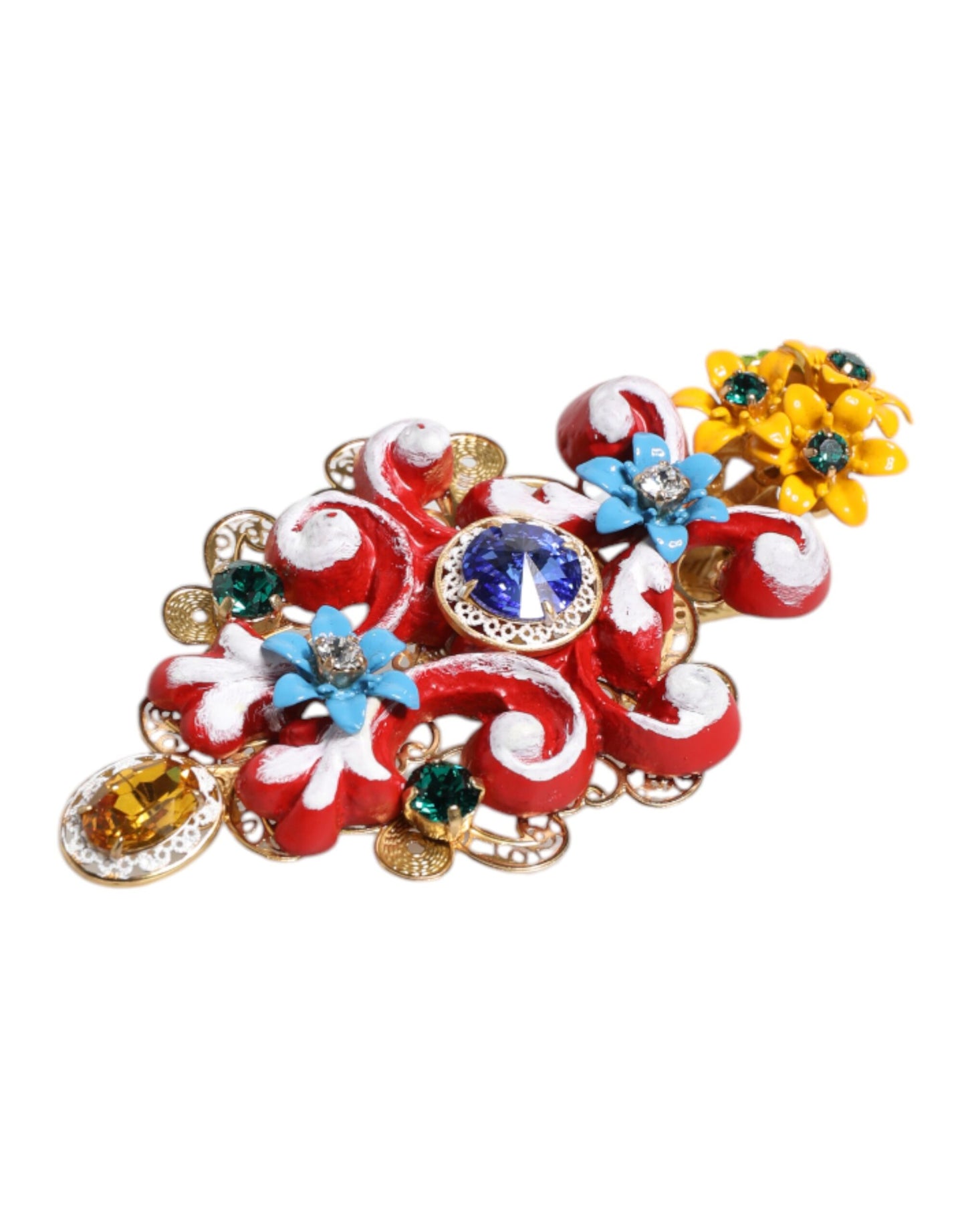 Pince à cheveux Dolce & Gabbana Multicolor Spring CARRETTO en laiton doré et cristal