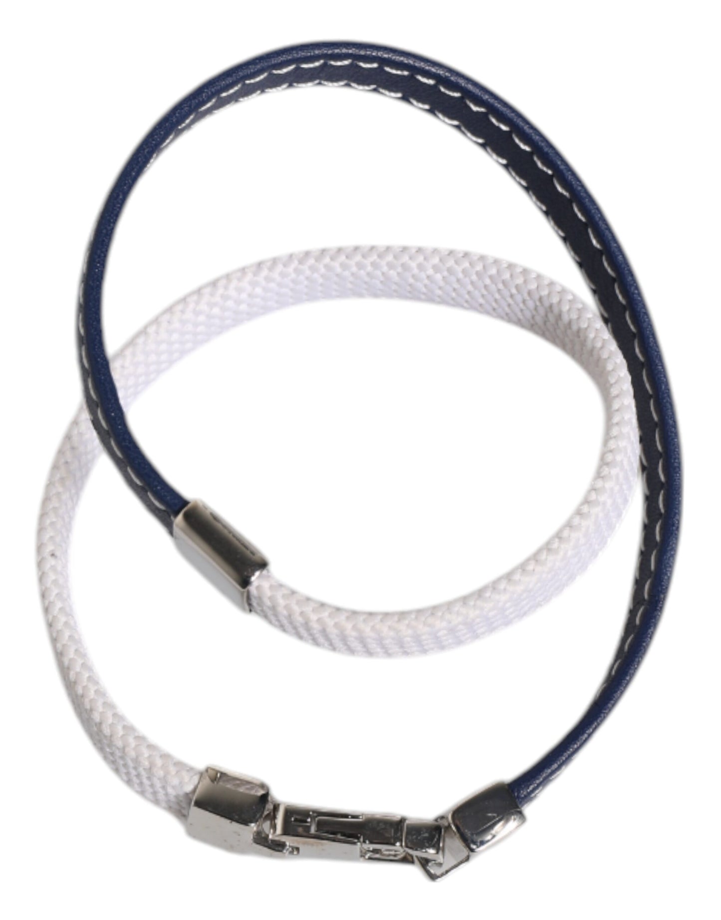 Bracelet Dolce & Gabbana en cuir bleu et blanc gravé DG
