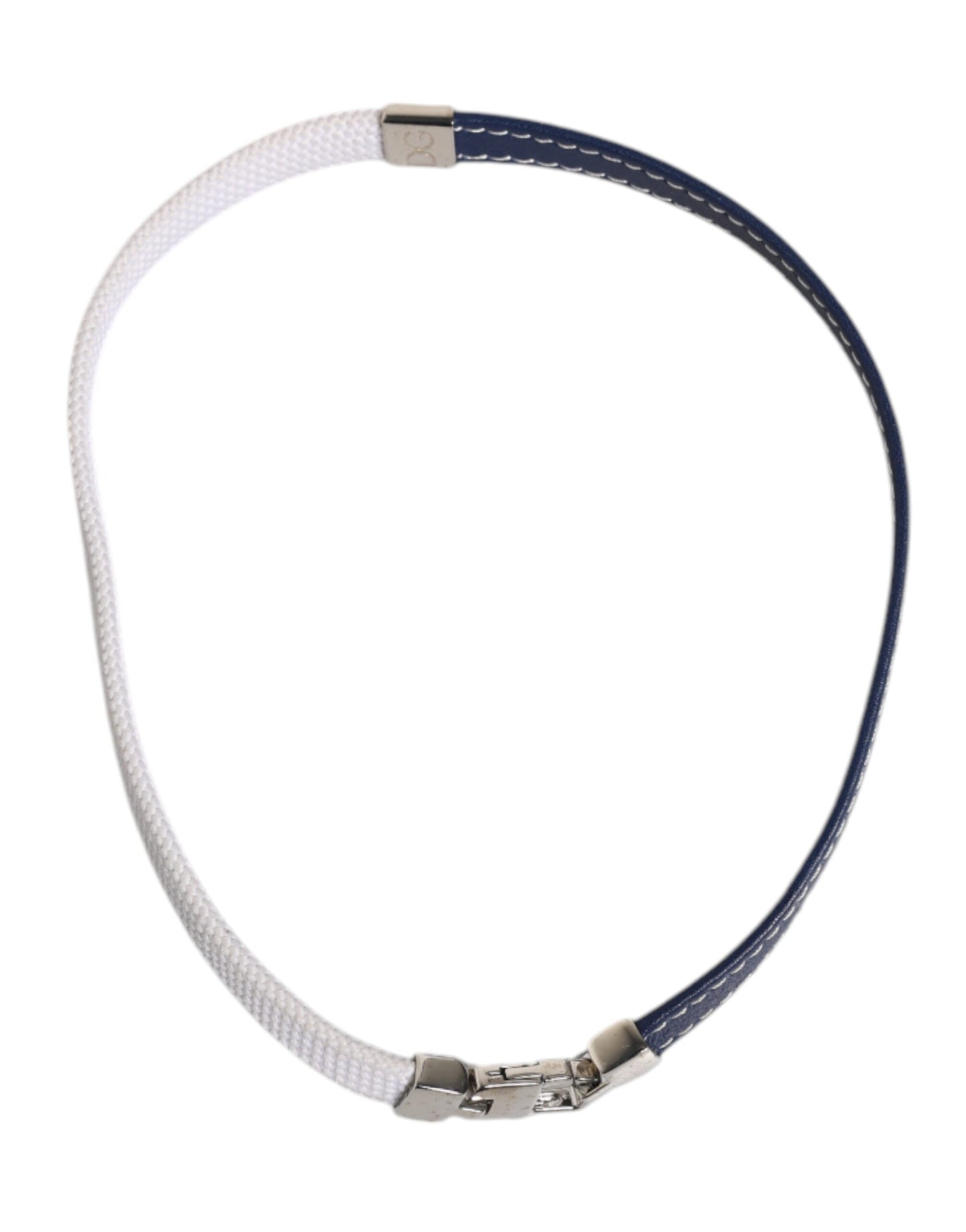 Bracelet Dolce & Gabbana en cuir bleu et blanc gravé DG