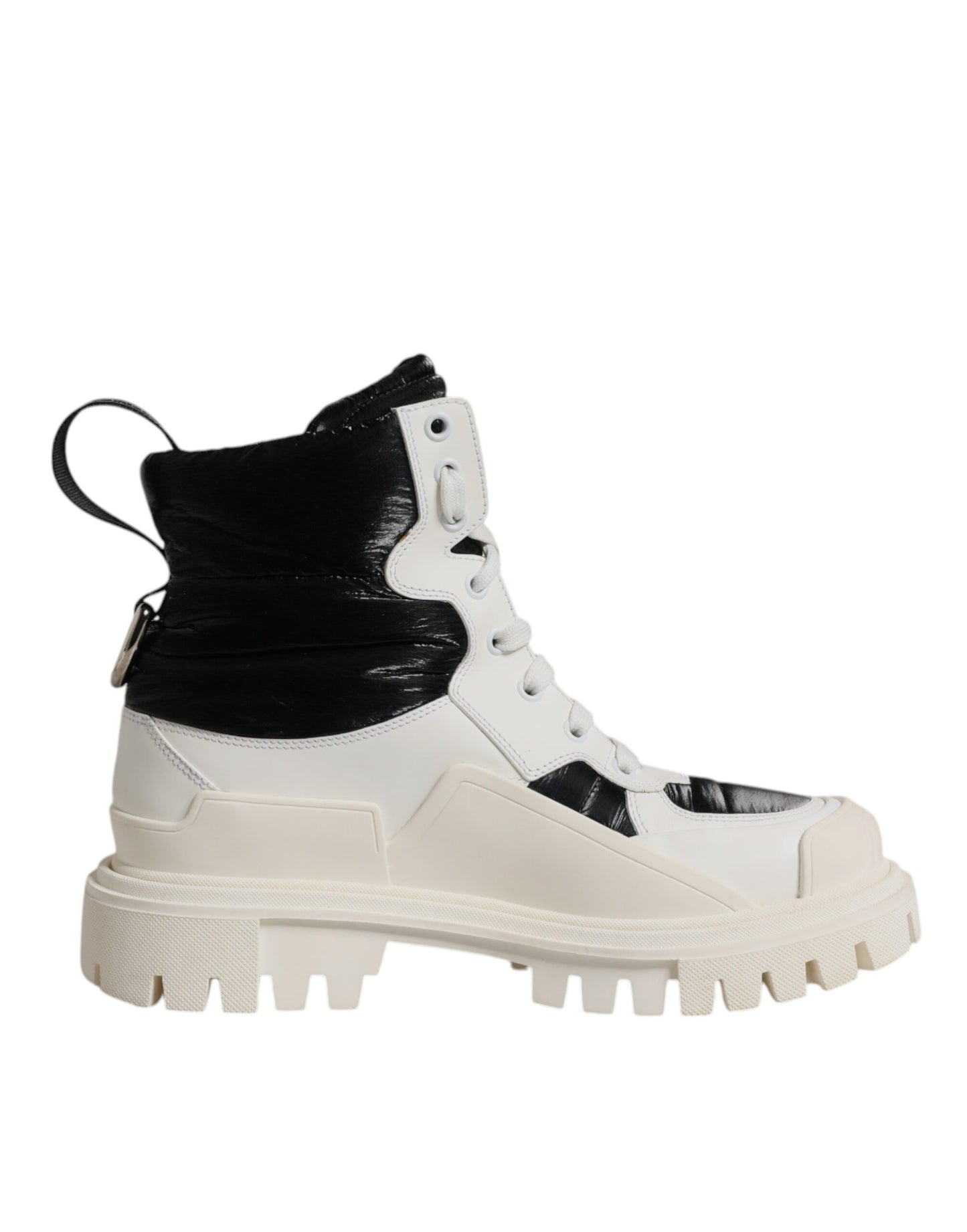 Dolce & Gabbana White Padded Mid Calf Lace Up Boots Shoes by Dolce & Gabbana