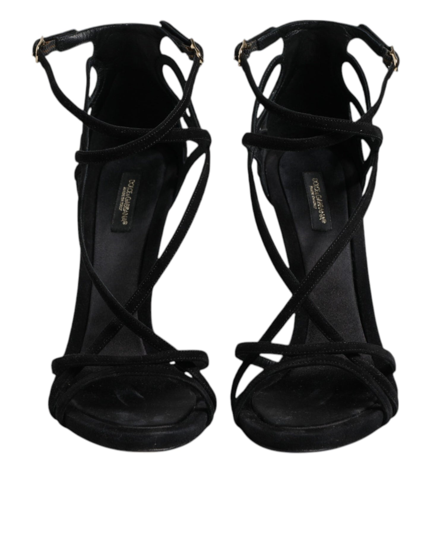 Dolce & Gabbana Black Leather Stiletto Heels Sandals Shoes by Dolce & Gabbana