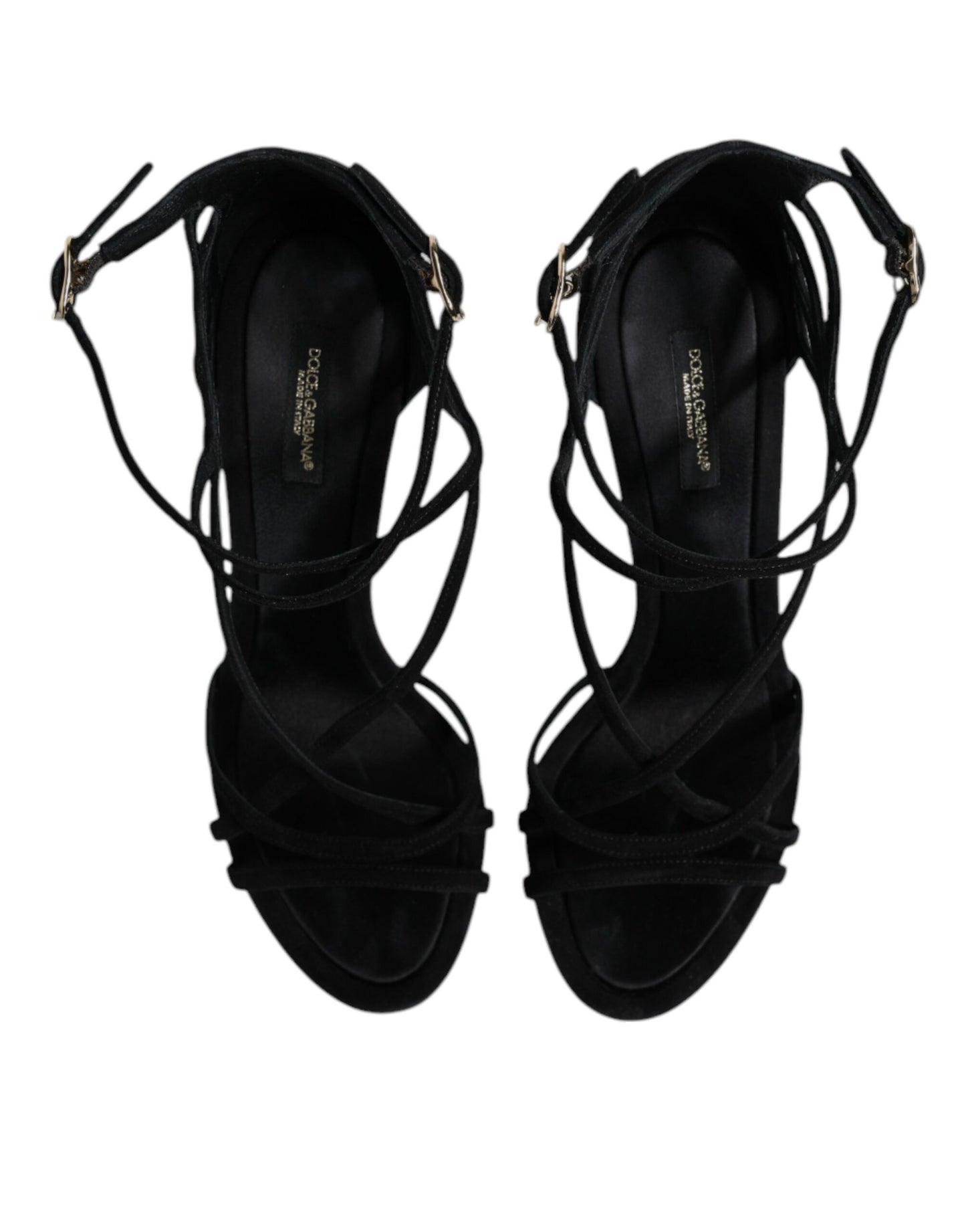 Dolce & Gabbana Black Leather Stiletto Heels Sandals Shoes by Dolce & Gabbana