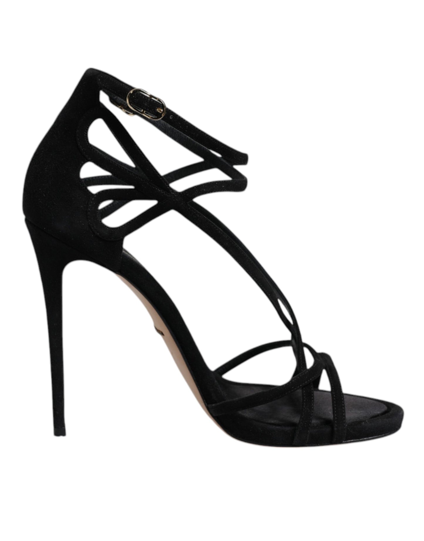 Dolce & Gabbana Black Leather Stiletto Heels Sandals Shoes by Dolce & Gabbana