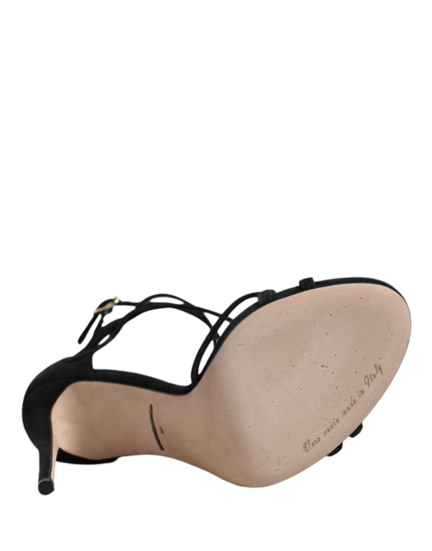 Dolce & Gabbana Black Leather Stiletto Heels Sandals Shoes by Dolce & Gabbana