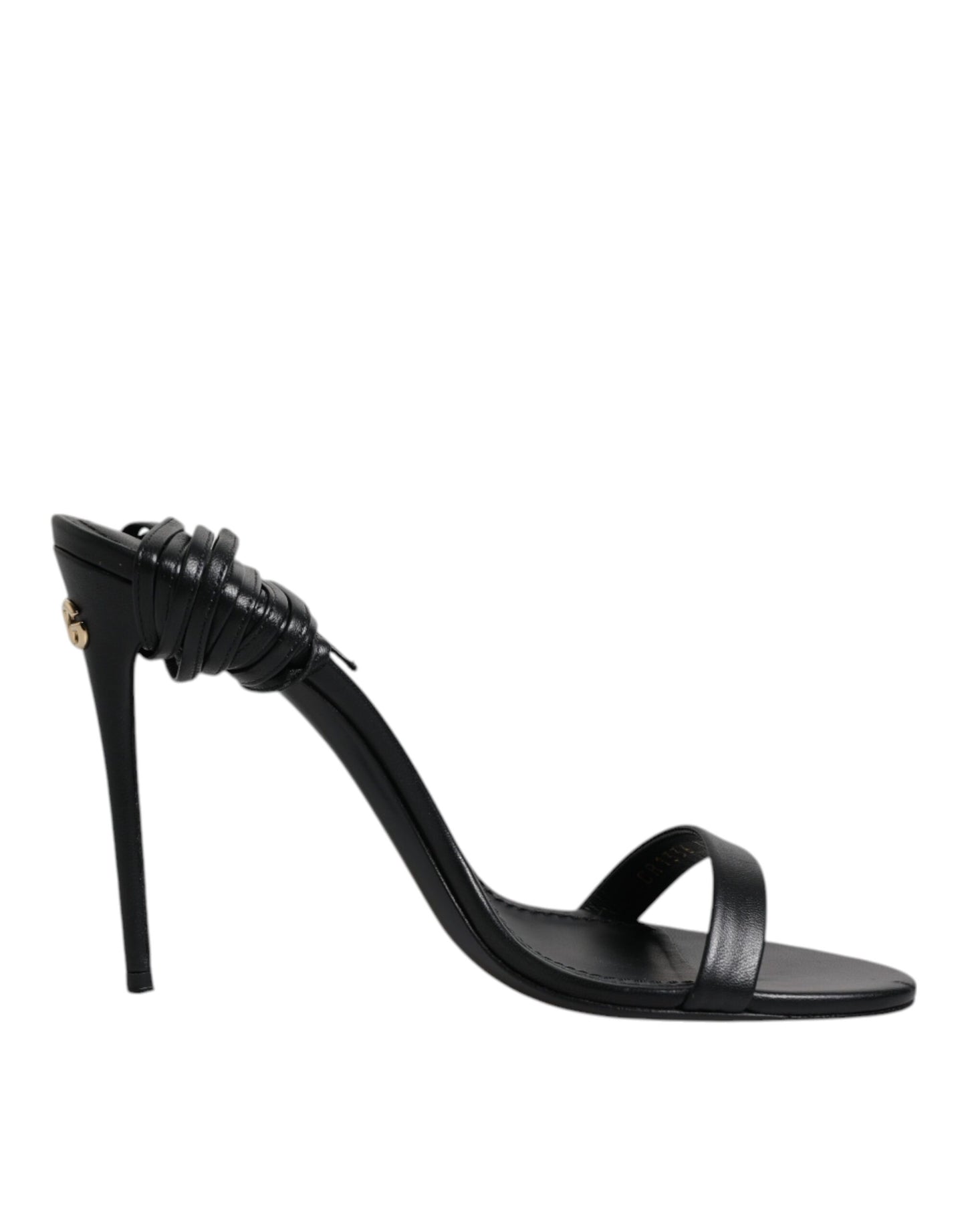 Dolce & Gabbana Black Leather Stiletto Heels Sandals Shoes by Dolce & Gabbana