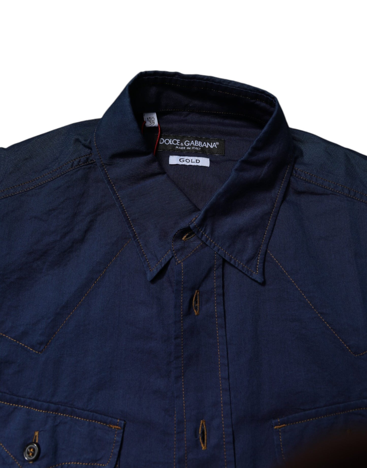 Dolce & Gabbana Dark Blue Cotton GOLD Dress Formal Shirt by Dolce & Gabbana