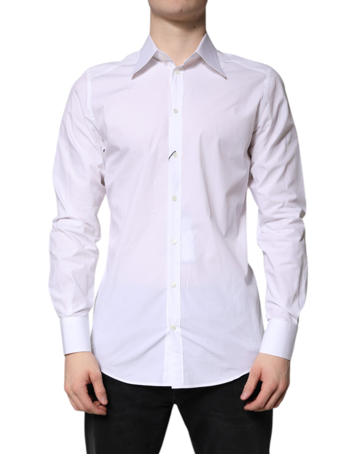 Dolce & Gabbana White Cotton GOLD Dress Formal Shirt by Dolce & Gabbana