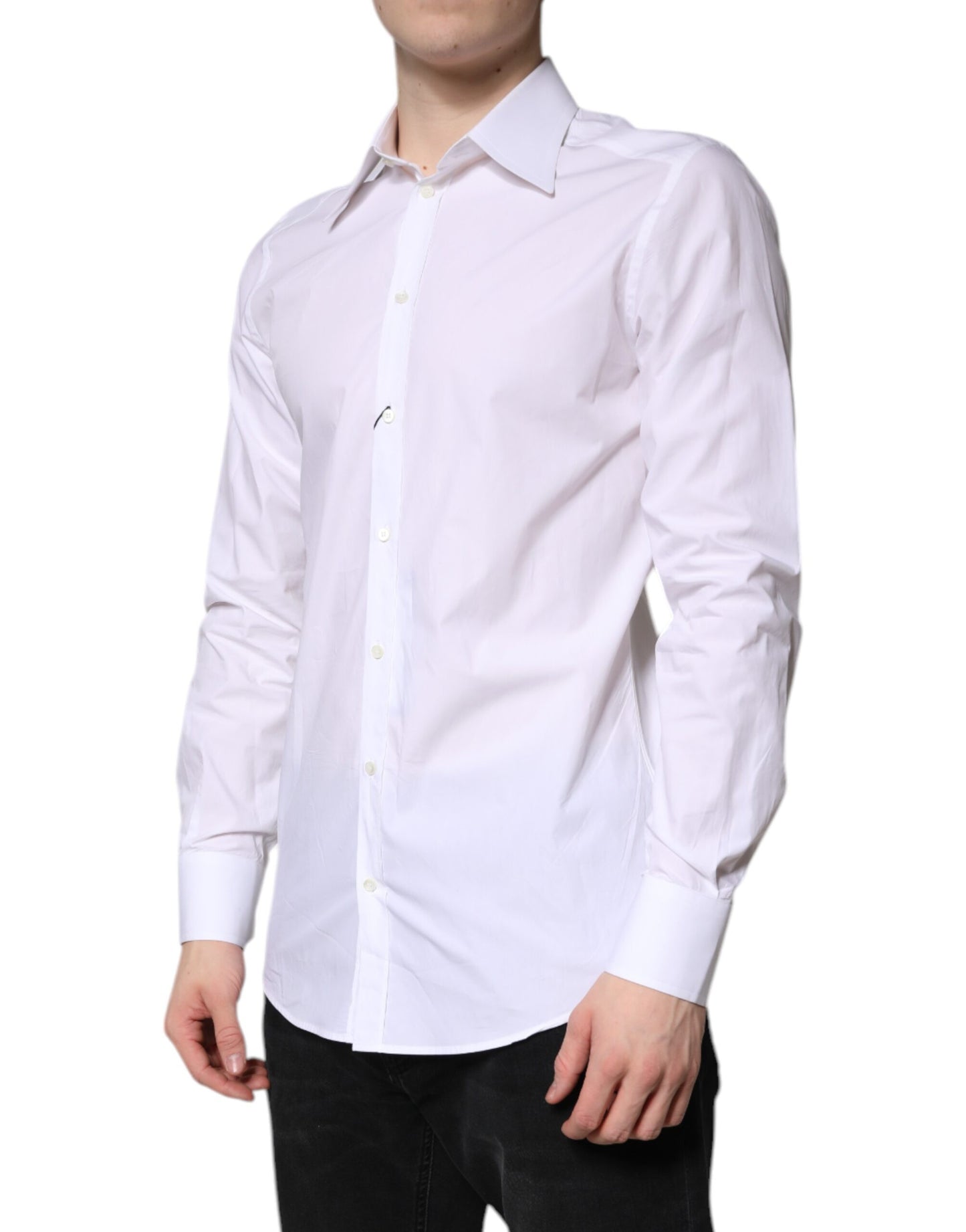 Dolce & Gabbana White Cotton GOLD Dress Formal Shirt by Dolce & Gabbana