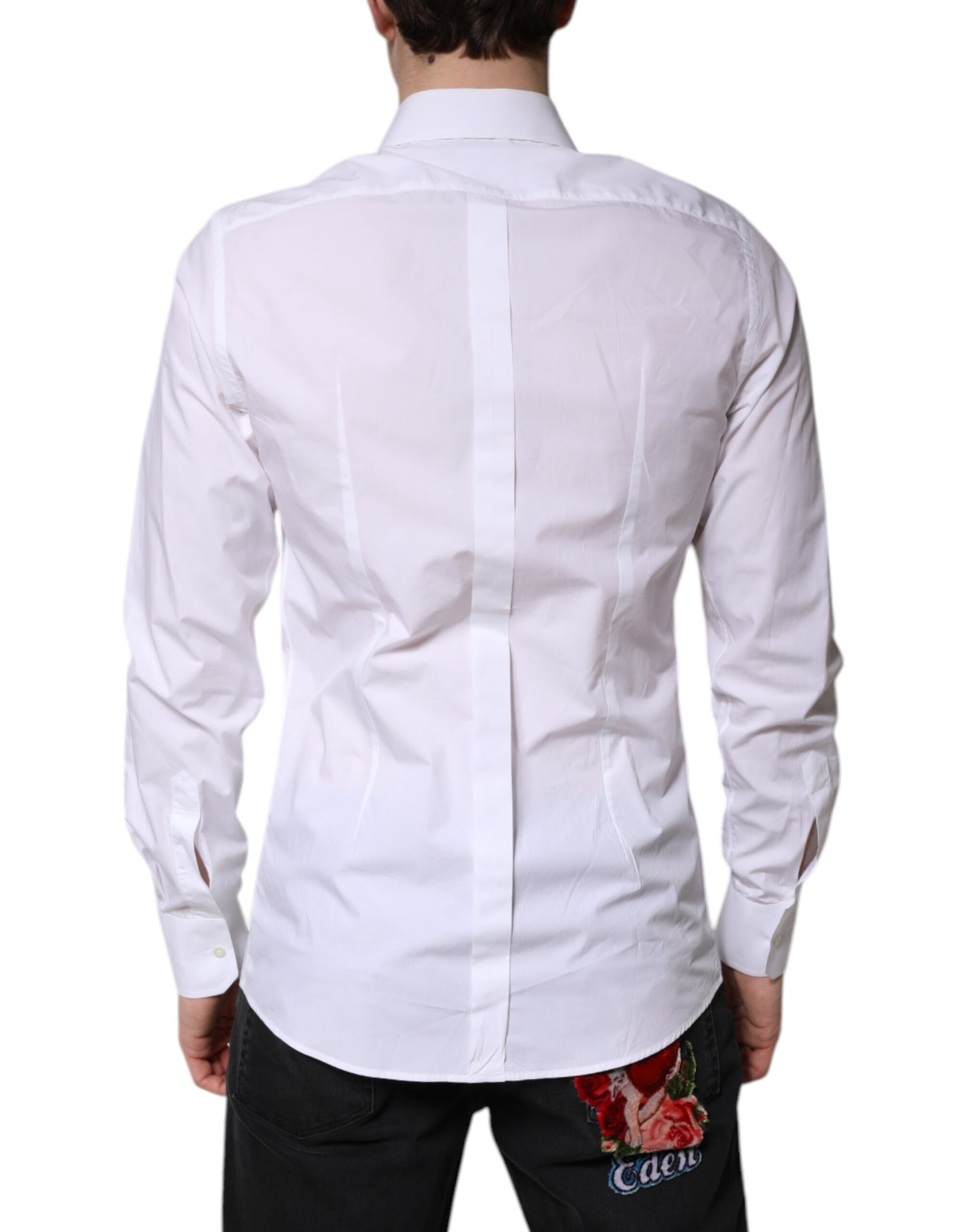 Dolce & Gabbana White Cotton GOLD Dress Formal Shirt by Dolce & Gabbana
