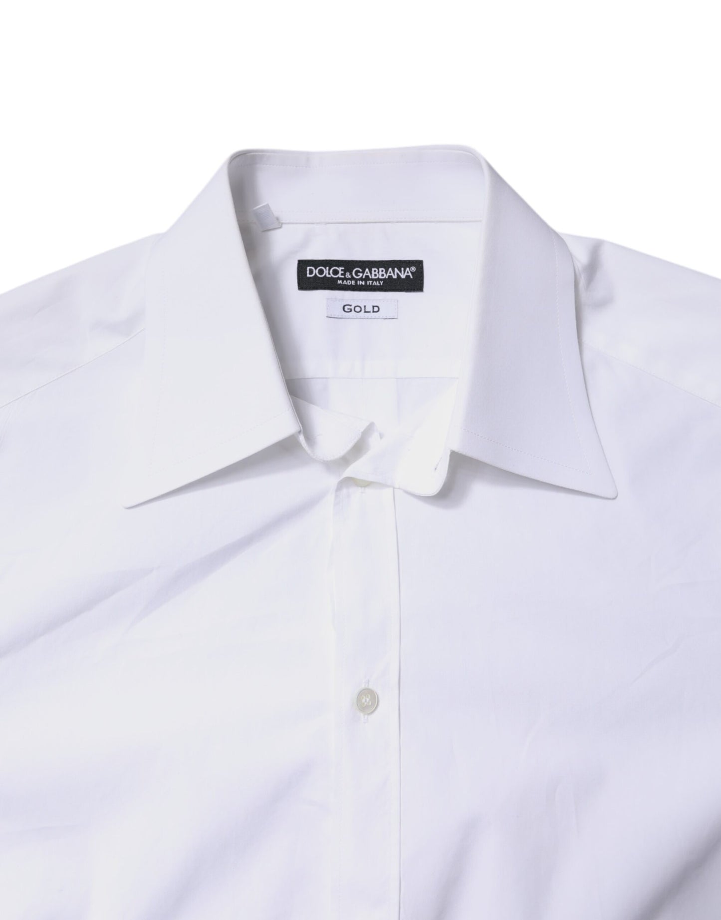 Dolce & Gabbana White Cotton GOLD Dress Formal Shirt by Dolce & Gabbana