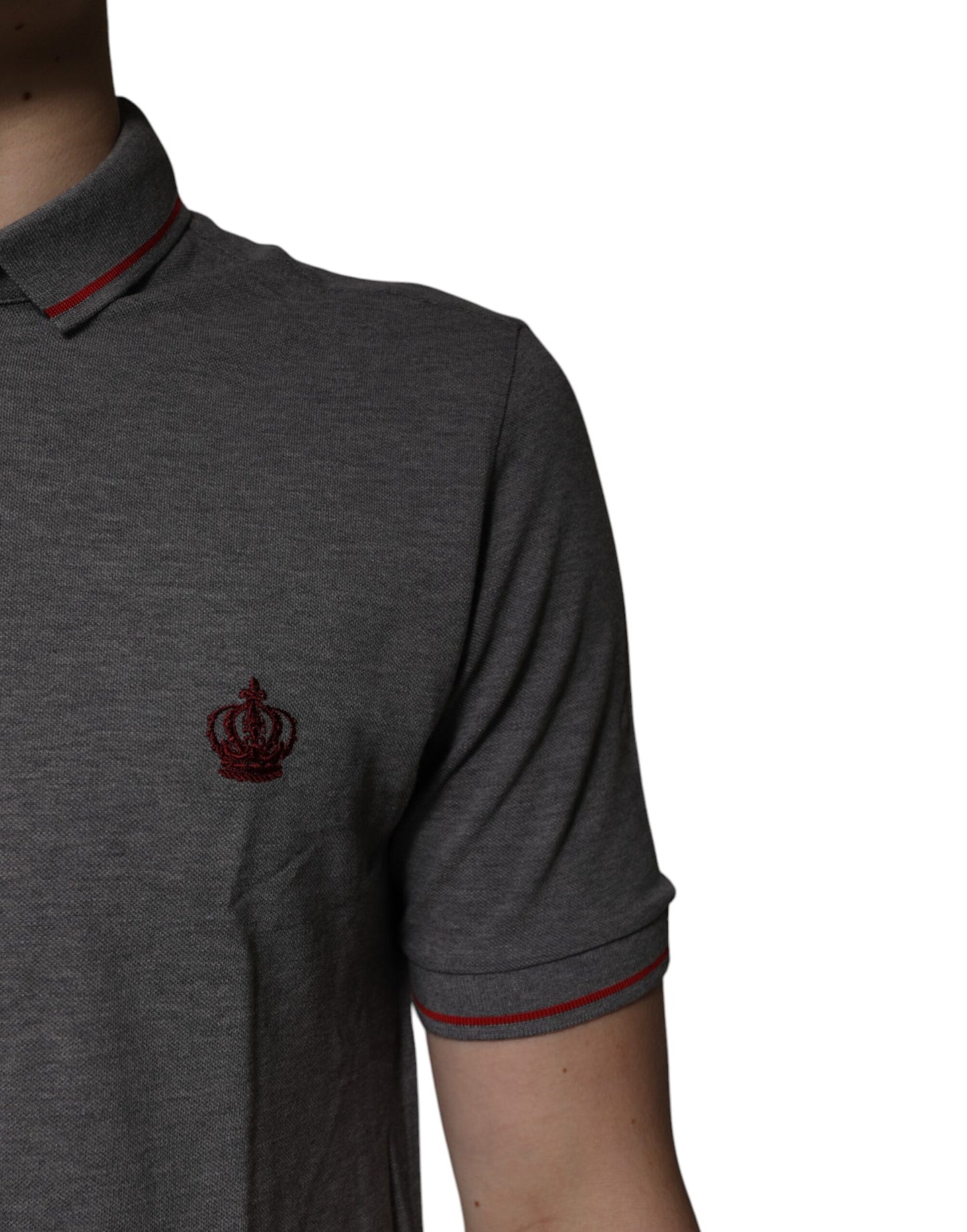 Polo Dolce & Gabbana en coton gris à col couronne